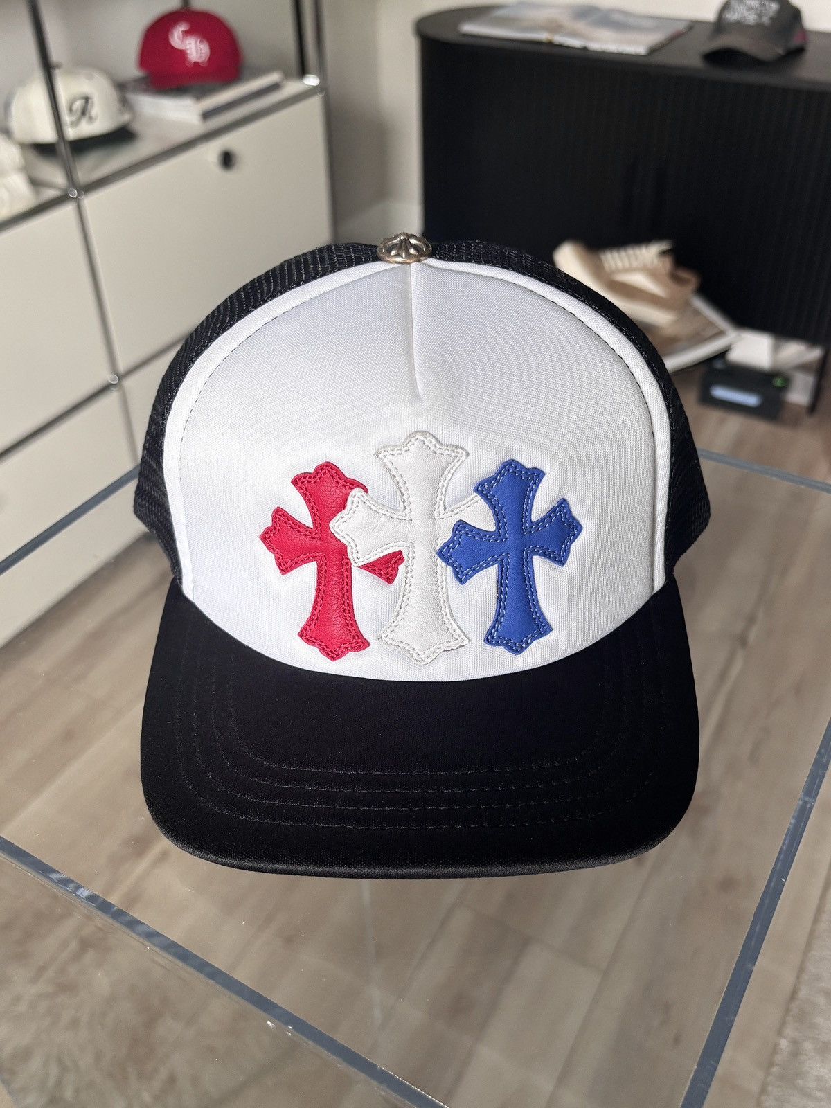 Chrome Hearts JULY 4th | BLUE + RED LEATHER CROSS PATCH HAT Size ONE SIZE - 3 Thumbnail