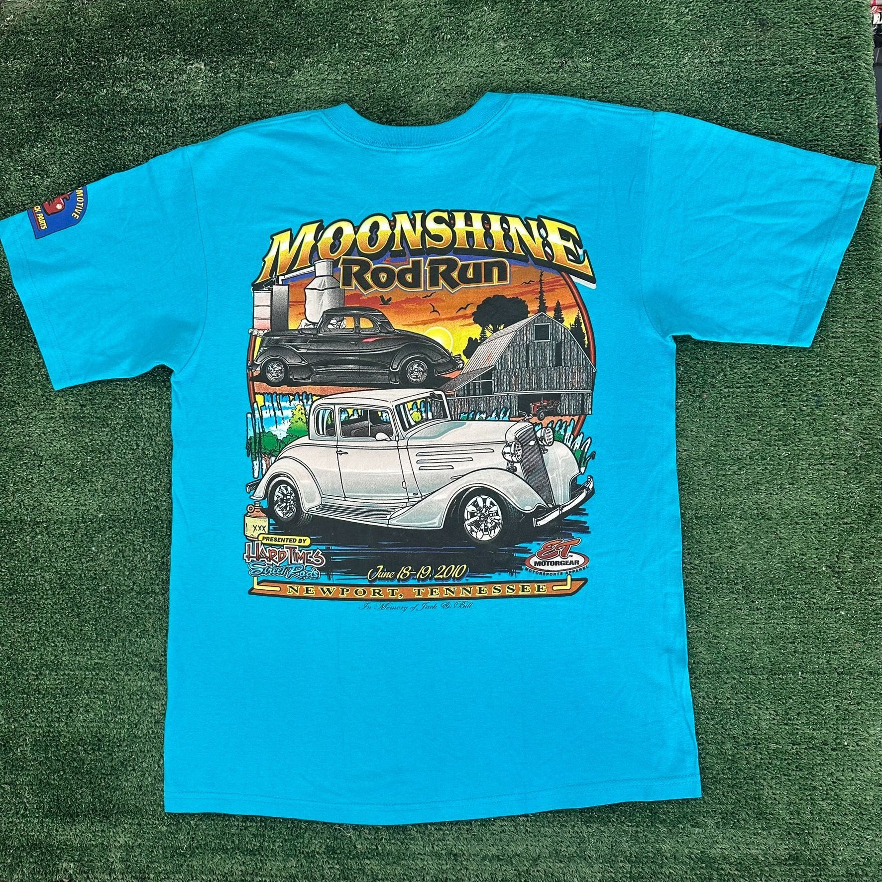 Anvil Vintage Y2K Moonshine Rod Run Car Show T-Shirt Blue M Retro Size US M / EU 48-50 / 2 - 1 Thumbnail