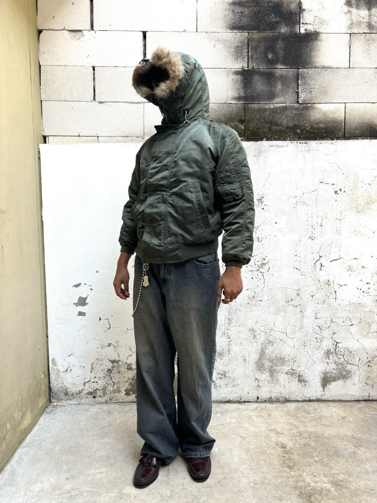 N 2b Alpha Industries Real Fur 80's Parka Type N-2B Attached Hood