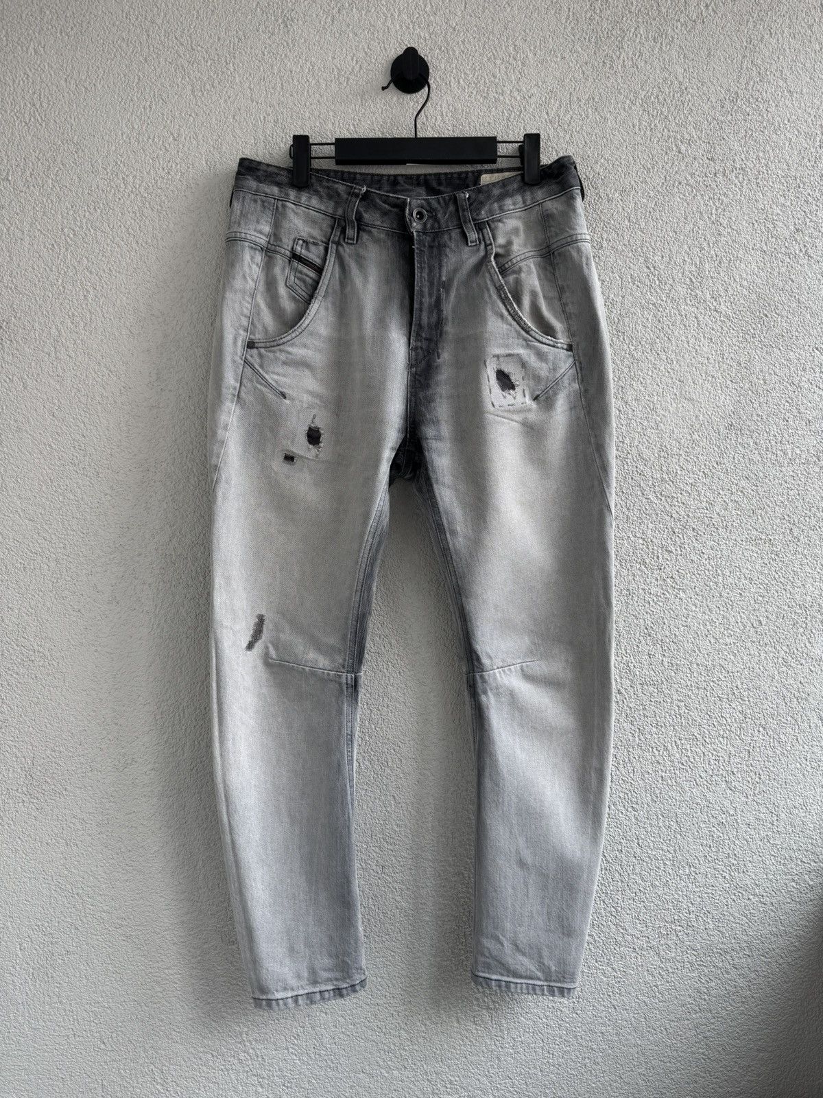 Diesel Diesel Industry Distressed Grey Jeans Slim Fit Faded Denim Size US 27 - 1 Thumbnail