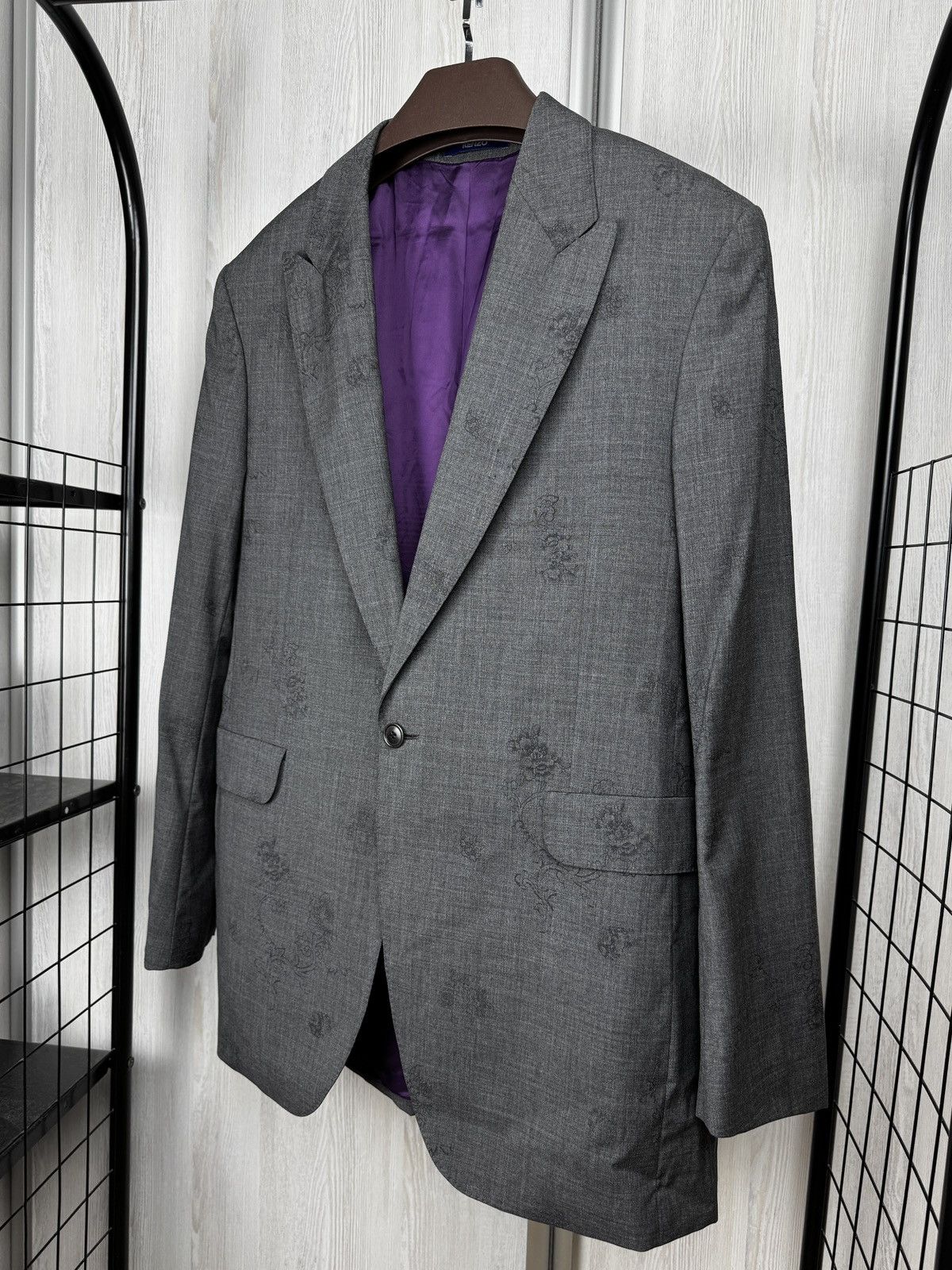 Kenzo Kenzo Baroque Motif Print Gray Wool Blazer size 54 Size 44R - 5 Thumbnail