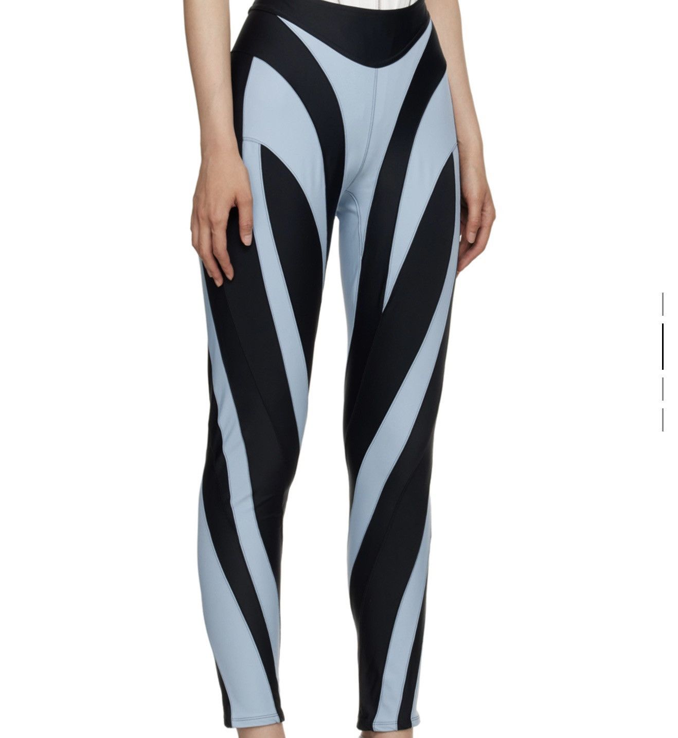 Mugler MUGLER Blue & Black Spiral Leggings Size 30" / US 8 / IT 44 - 1 Thumbnail