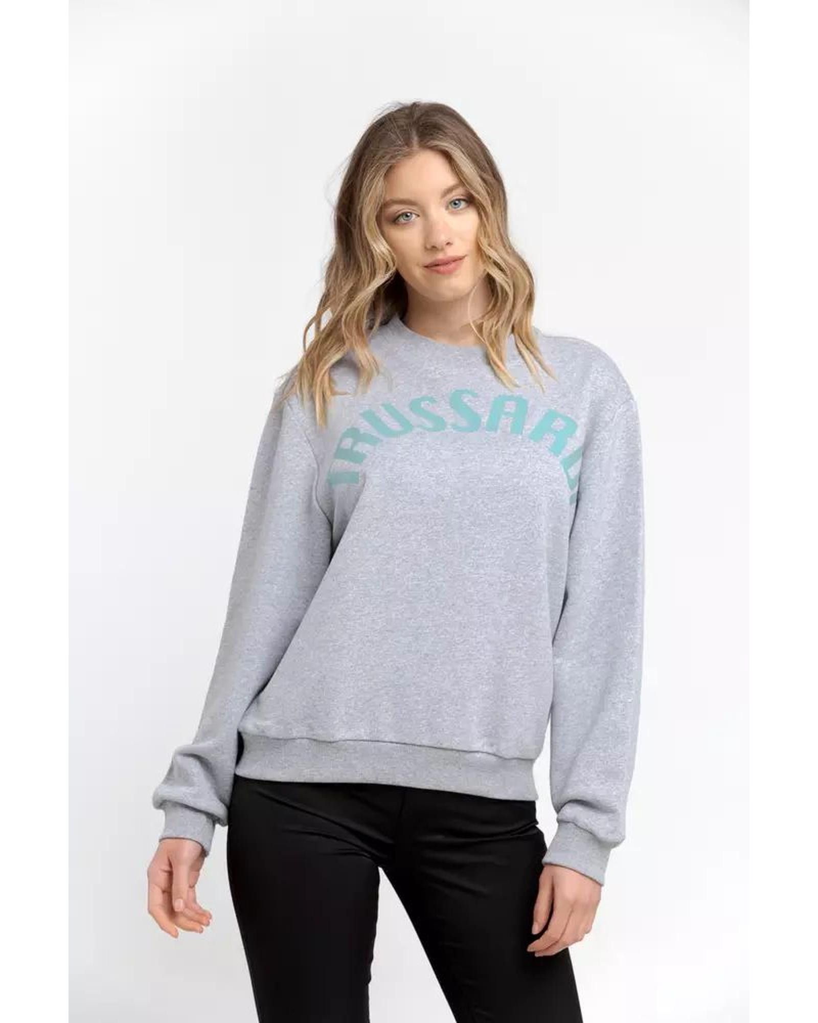 image of Trussardi Oversized Cotton Sweater in Grey, Women's (Size Large)