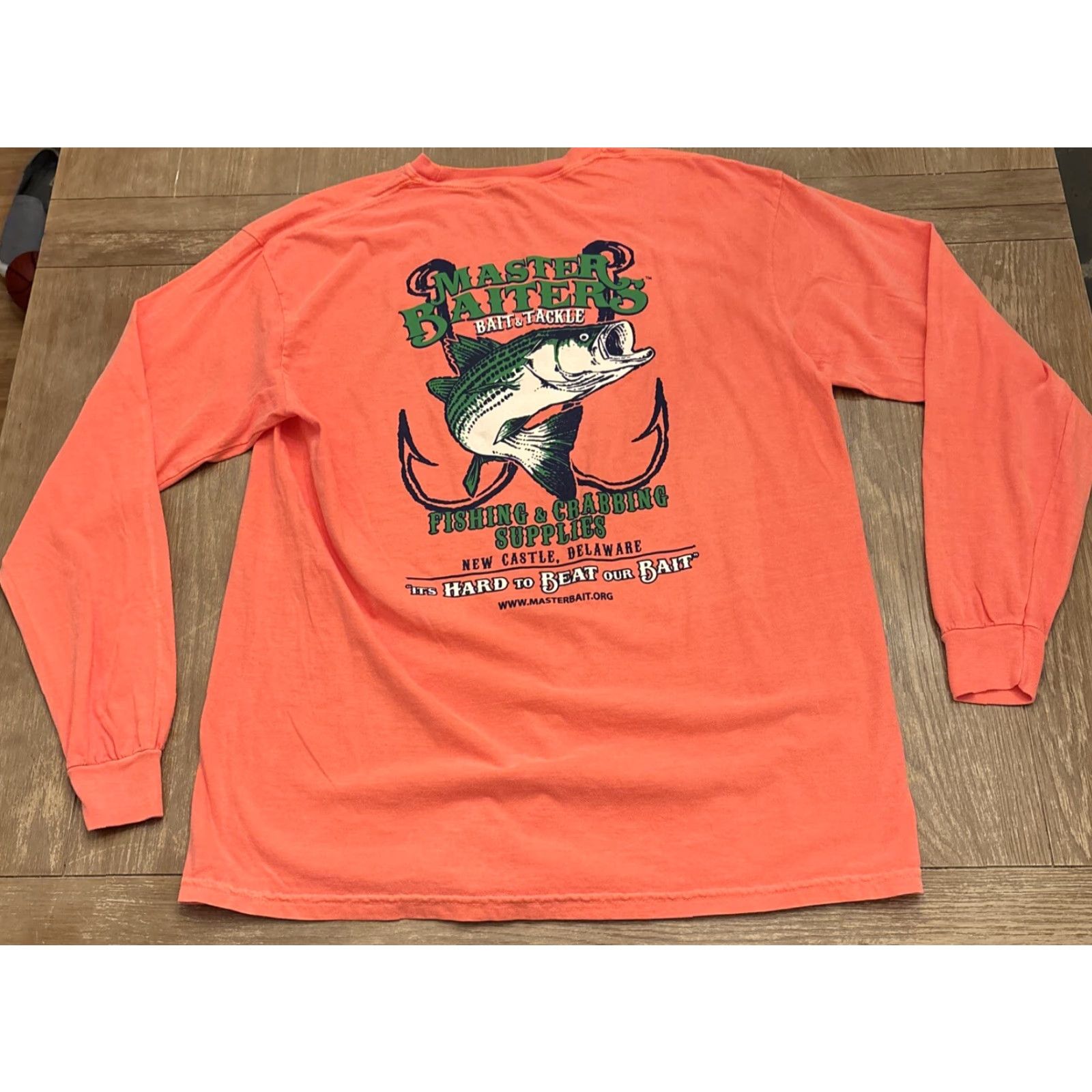 Comfort Colors COMFORT COLORS Fishing T-Shirt Long Sleeve Salmon XL Men Master Baiters Bait & Tackle New Castle DE Size US XL / EU 56 / 4 - 5 Thumbnail