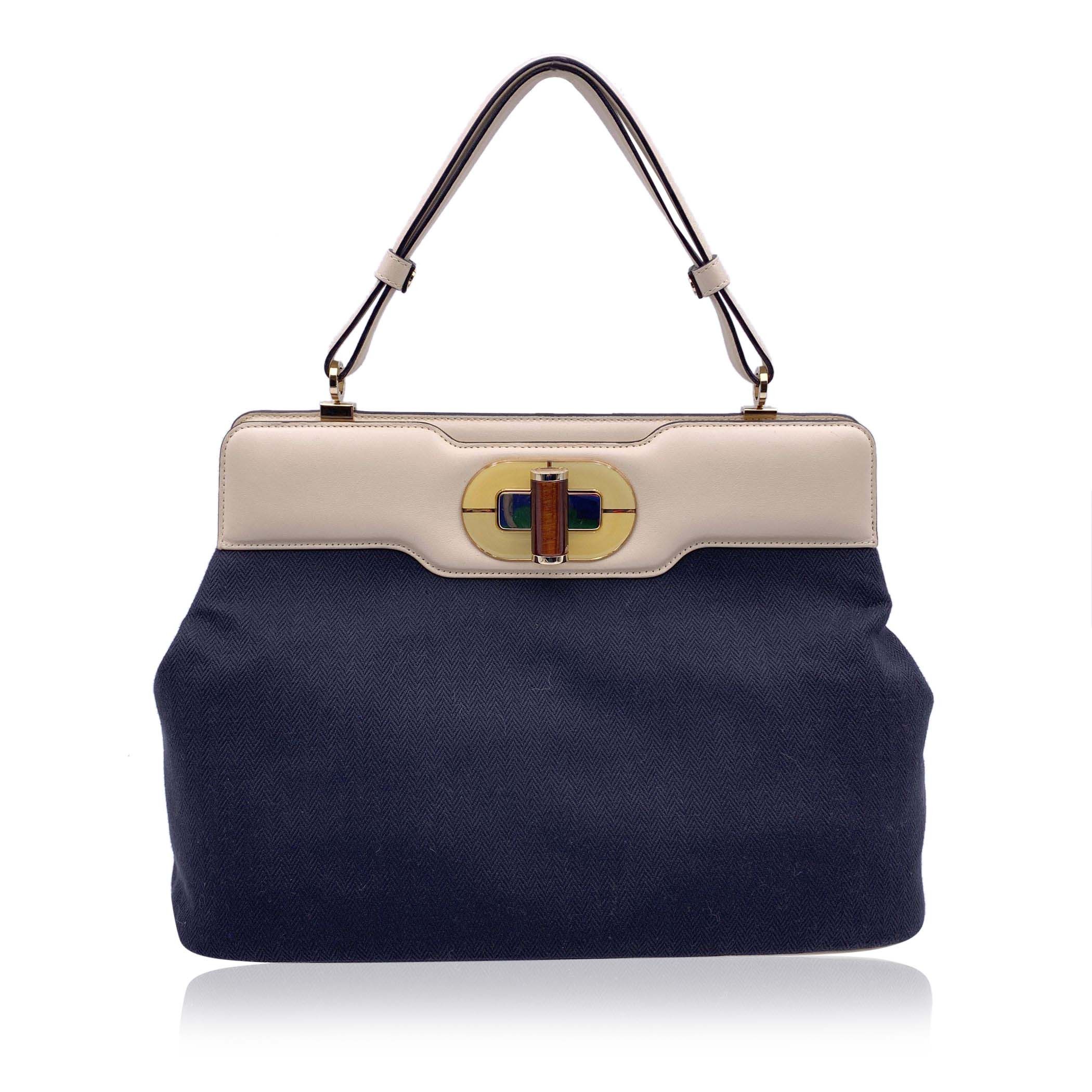 image of Bulgari Bvlgari Black Canvas And Leather Isabella Rossellini Bag, Women's