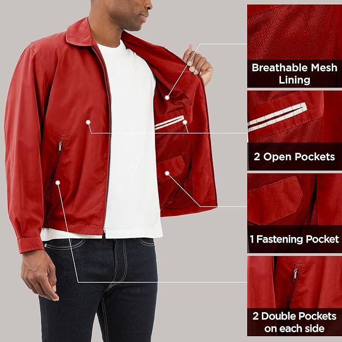 London Fog London Fog Mens Auburn Golf Jacket M Medium Chili Red Zip Fr Size US M / EU 48-50 / 2 - 5 Thumbnail