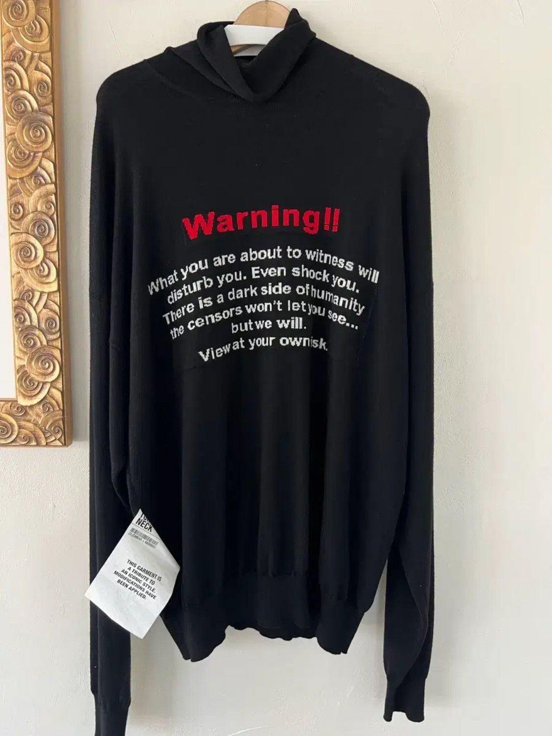 Vetements Vetements 19FW Warning High Neck Knit Sweater Size US M / EU 48-50 / 2 - 1 Thumbnail