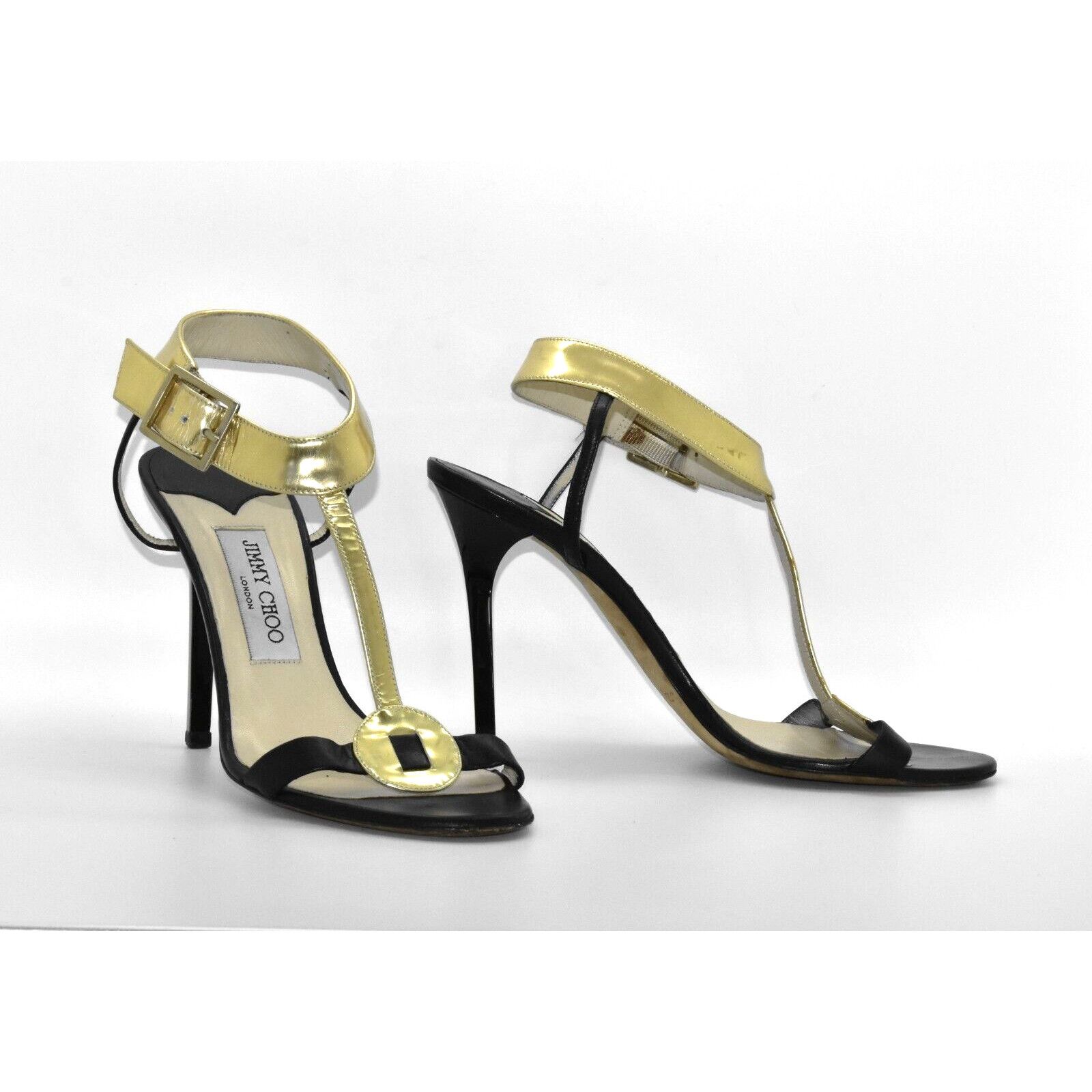 Jimmy Choo JIMMY CHOO Leather Gold Vamp Strap Sandal Heels Shoes 38.5 Size US 8.5 / IT 38.5 - 1 Thumbnail
