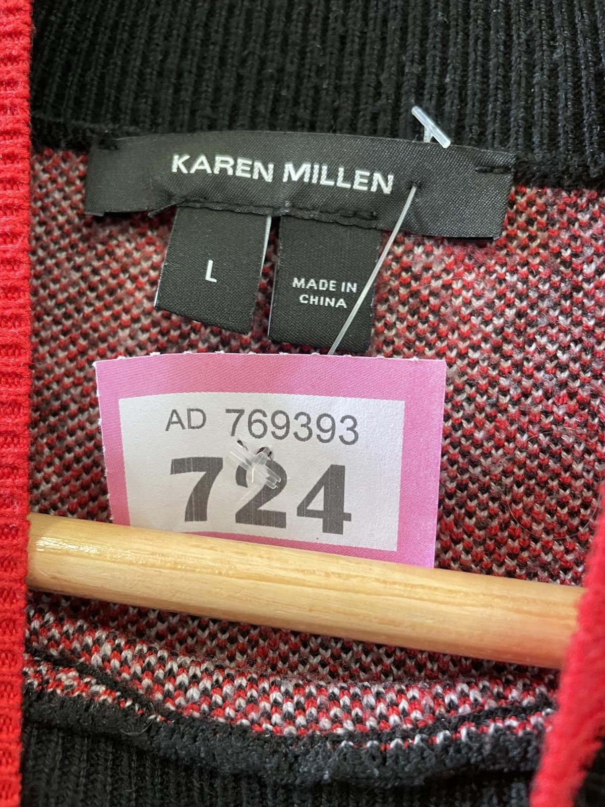 Unknown London Black Knit Dress with Red and White Patterned Yoke Size L / US 10 / IT 46 - 3 Thumbnail