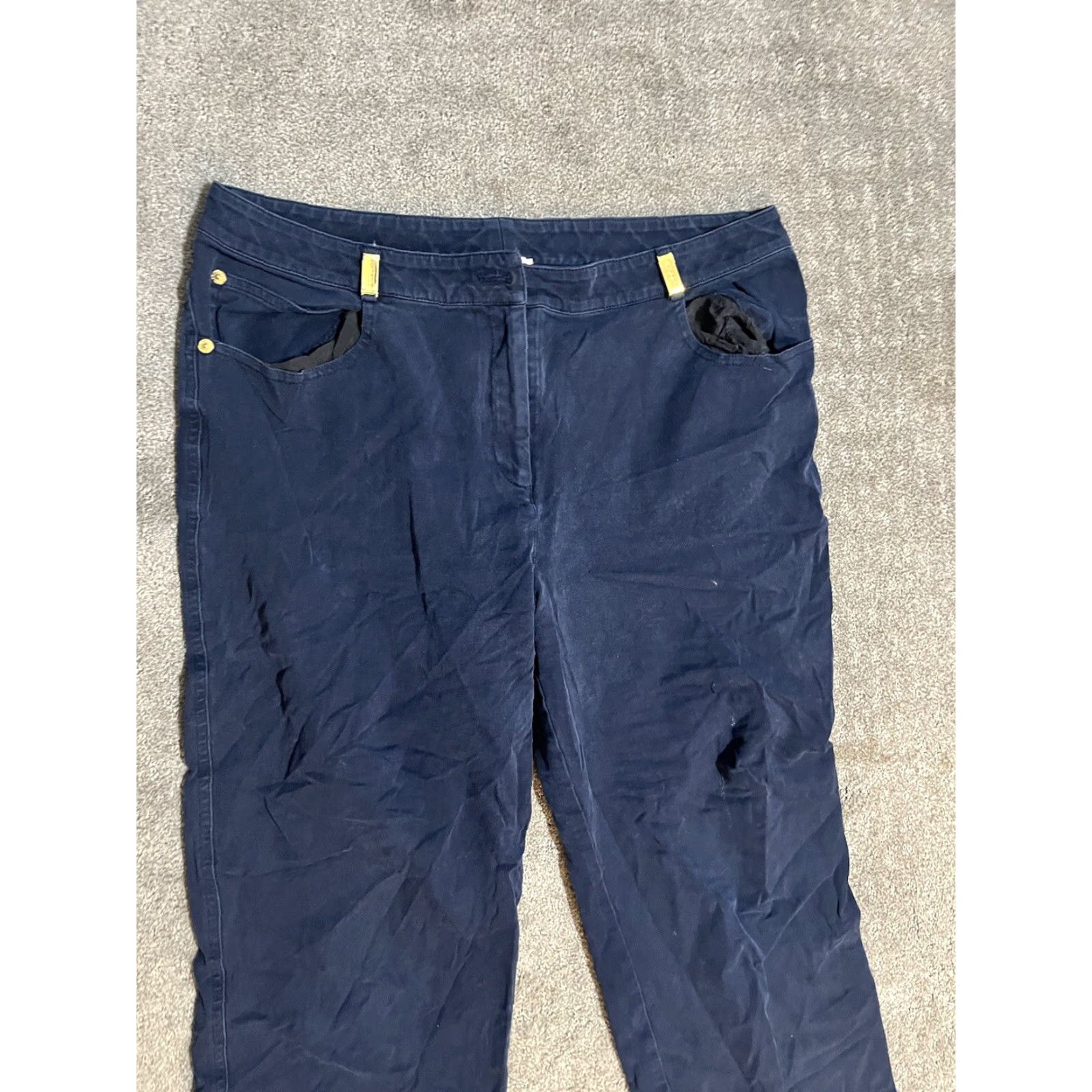 Vintage ST JOHN KNIT SPORT Pants Women's Size 12 Navy Blue Twill Straight Size 34" / US 12 / IT 48 - 2 Thumbnail