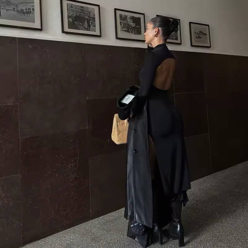 Japanese Brand × Vintage sophisticated dress with back neckline and long sleeves Size M / US 6-8 / IT 42-44 - 2 Thumbnail