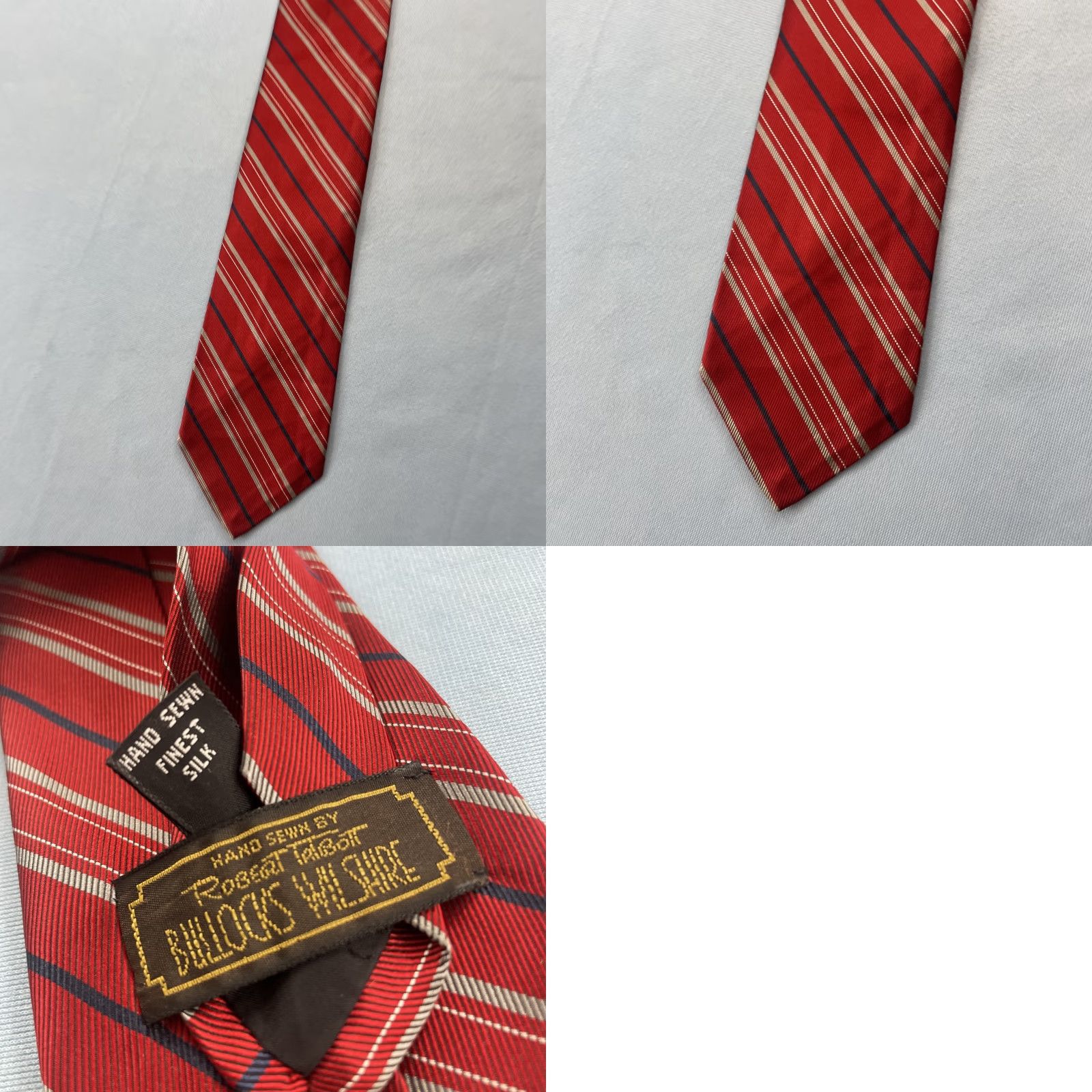 Robert Talbott VINTAGE Robert Talbott Bulluck's Wilshire Silk Repp Tie Red Striped Gray Blue 3.2x56 Neckwear/Necktie Mens Silk Tie Size ONE SIZE - 10 Thumbnail