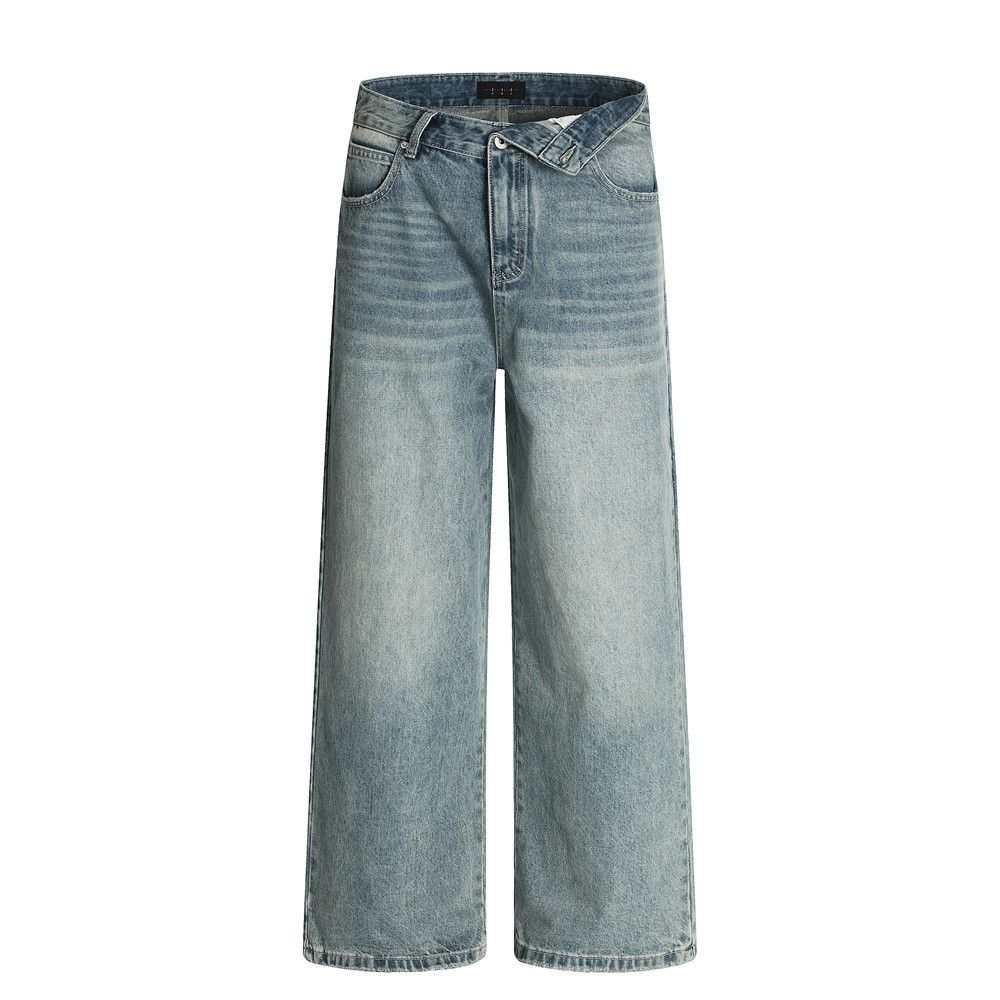 Japanese Brand × Jean Retro punk washed men's asymmetric waist jeans Size US 32 / EU 48 - 1 Thumbnail