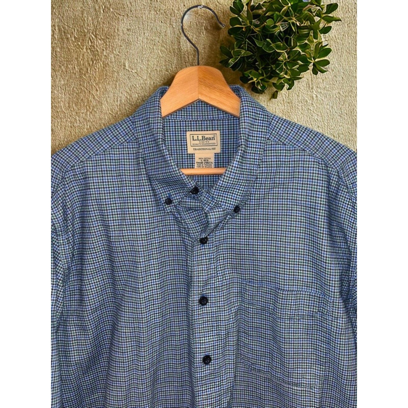 L.L. Bean LL Bean Sz Large Houndstooth Check Flannel Button Down Shirt Size US L / EU 52-54 / 3 - 2 Thumbnail