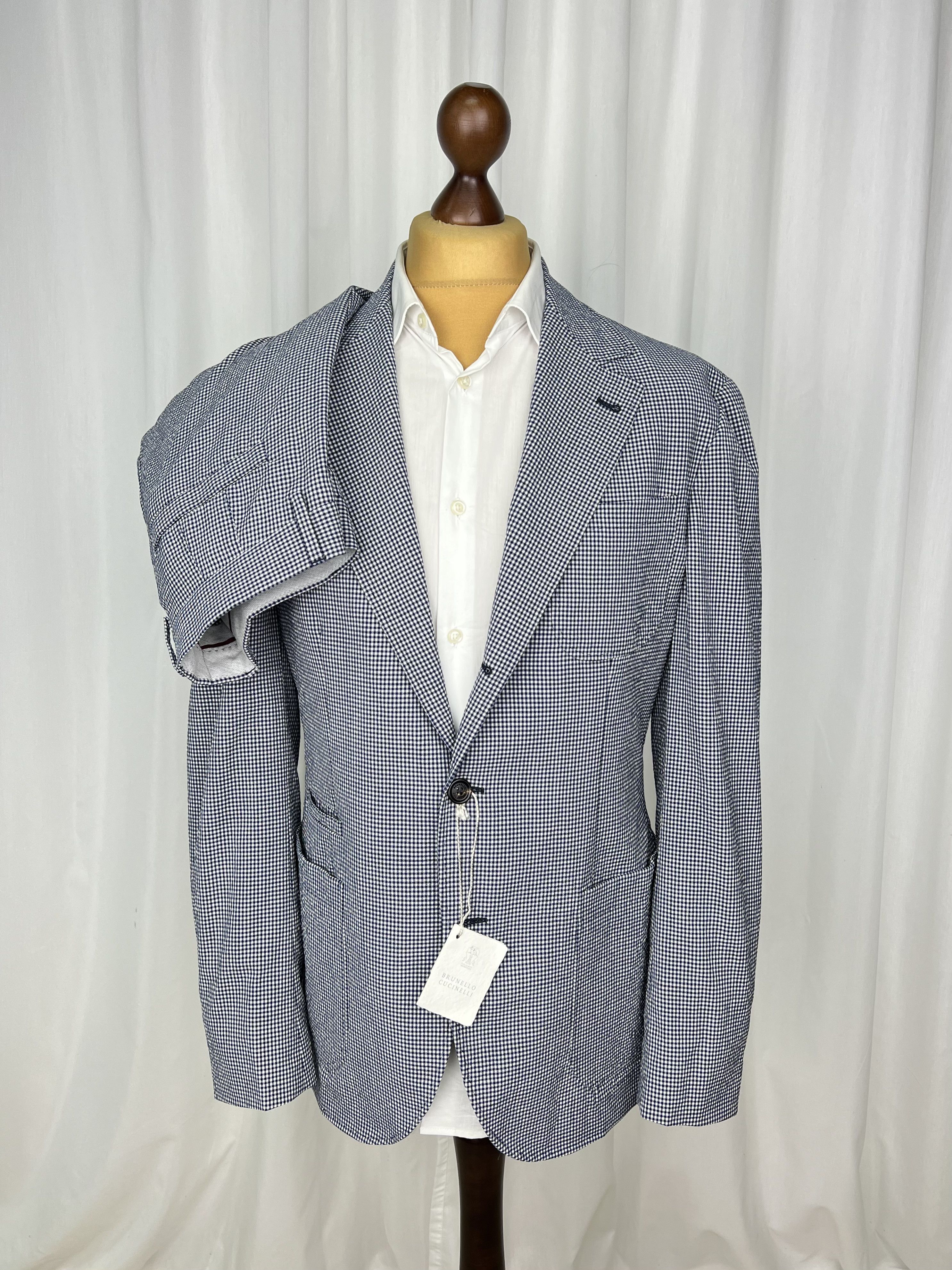 Brunello Cucinelli NWT Micro-Check Half-Lined 2-Piece Light Wool Suit Size 40R - 1 Thumbnail