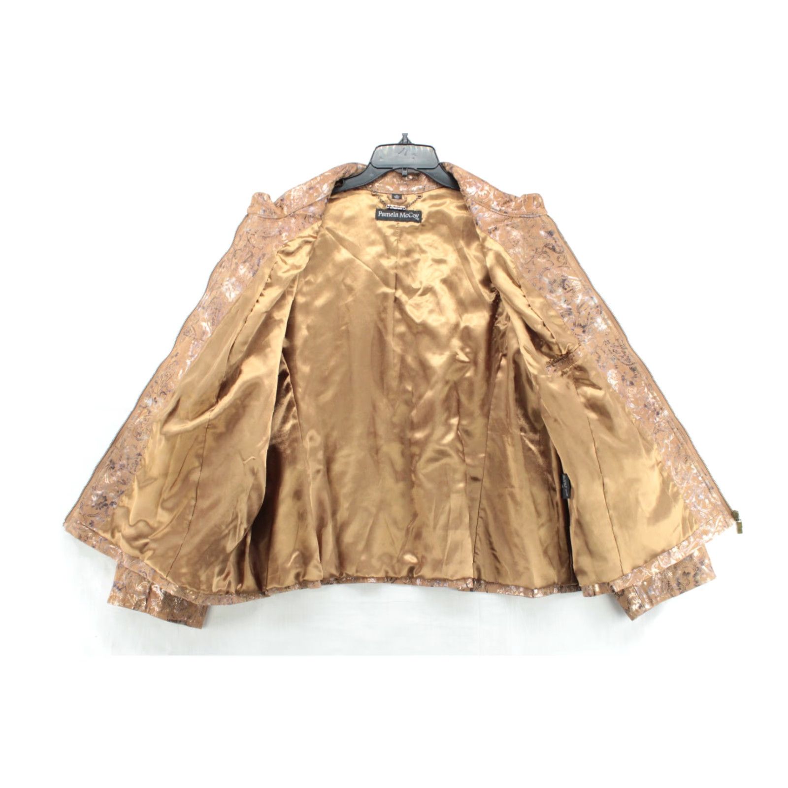 Vintage VINTAGE Pamela McCoy Leather Jacket Coat Women 3X Brown Zip Silver Floral Print Size XXL / US 16-18 / IT 52-54 - 4 Thumbnail