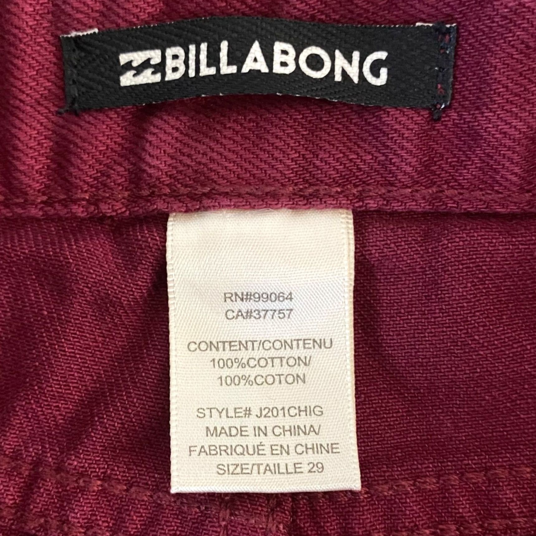 Billabong VINTAGE Billabong Denim Shorts Distressed 5-Pocket Red Burgundy Women's Size 29 Jeans Short Casual Womens Size 29" - 8 Thumbnail