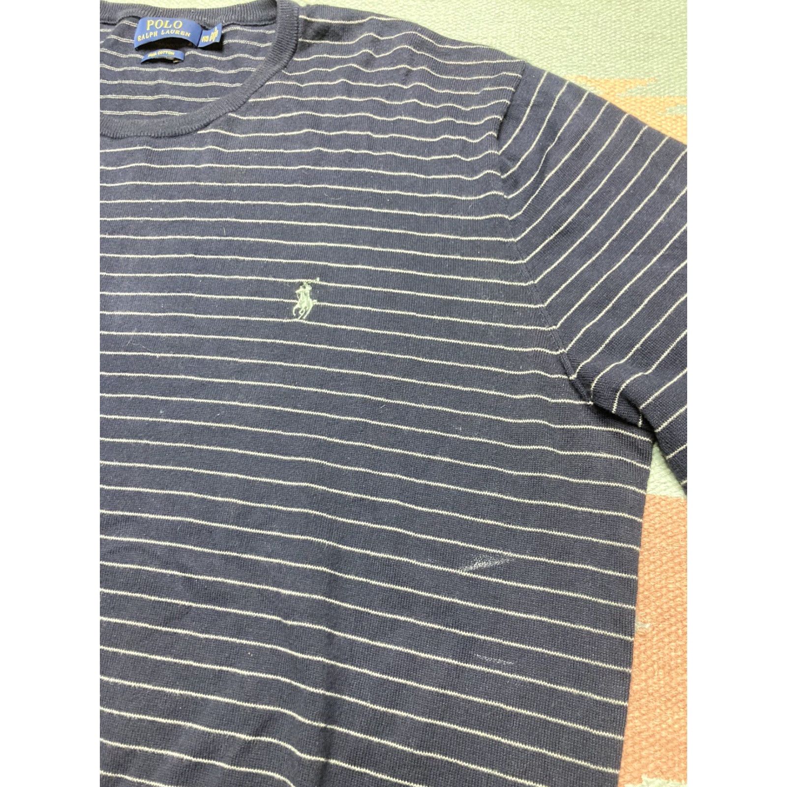 Ralph Lauren VINTAGE Polo Ralph Lauren Pima cotton striped long sleeve shirt Navy Blue Adult XXL EUC Size US XXL / EU 58 / 5 - 2 Thumbnail
