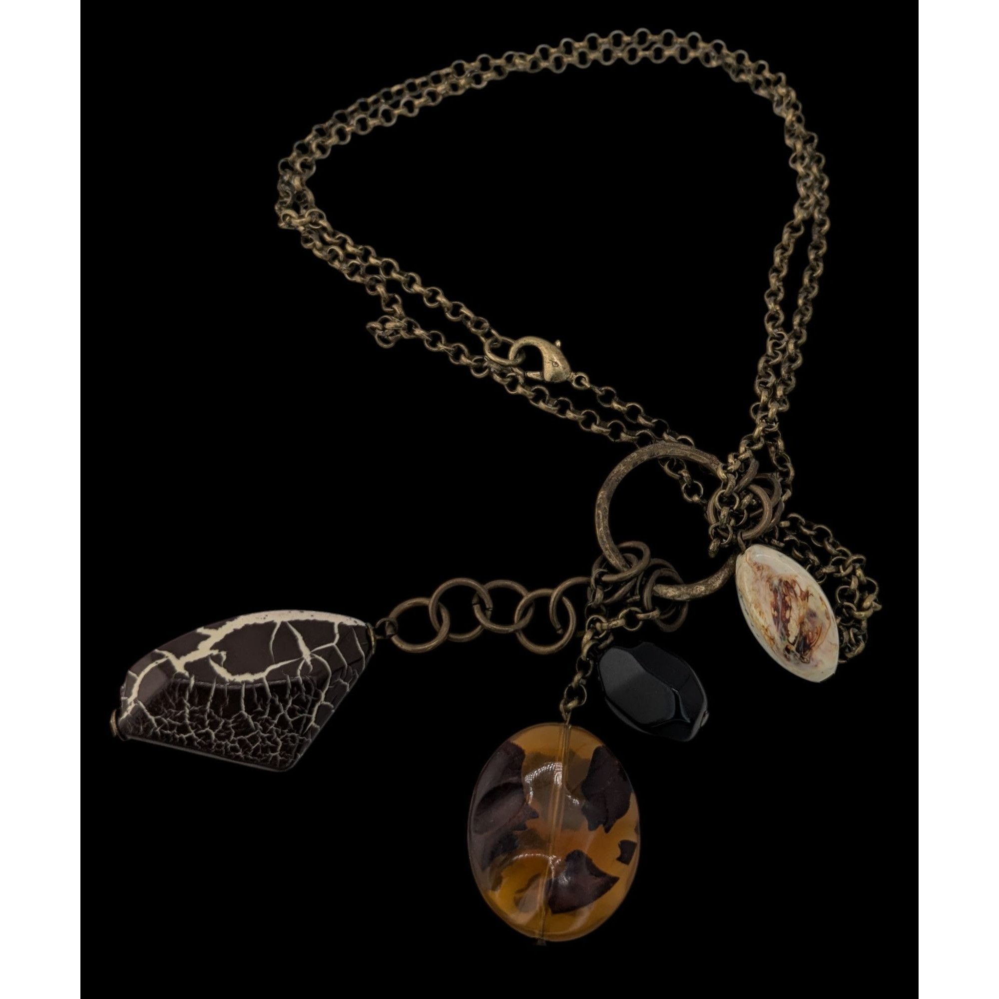 Other Retro Bohemian Pendant Necklace With Faux Gemstone Charms Size ONE SIZE - 1 Thumbnail