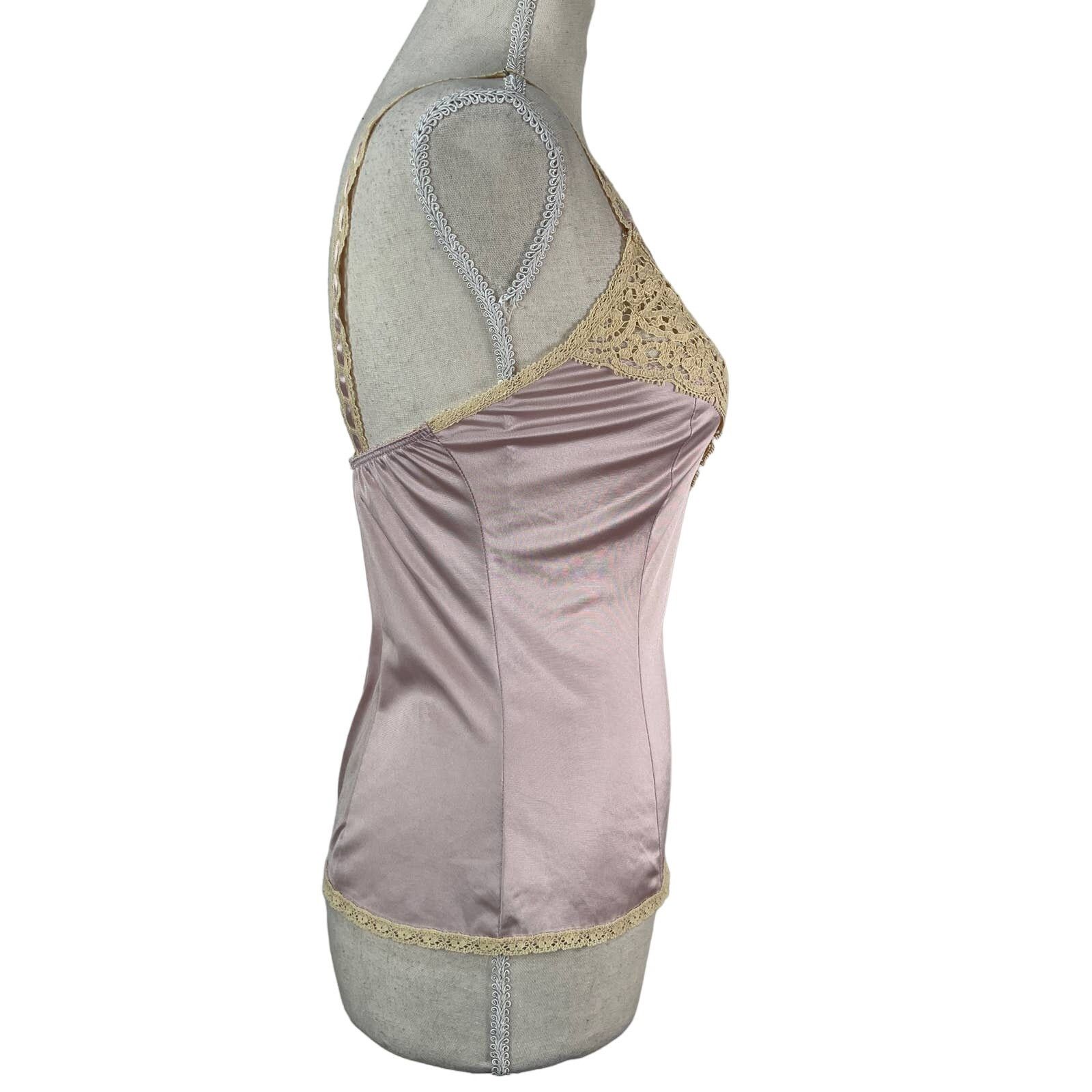 Vintage Vintage 70s Flair Satin Lace Camisole Lingerie Lace Trim Size S / US 4 / IT 40 - 13 Thumbnail