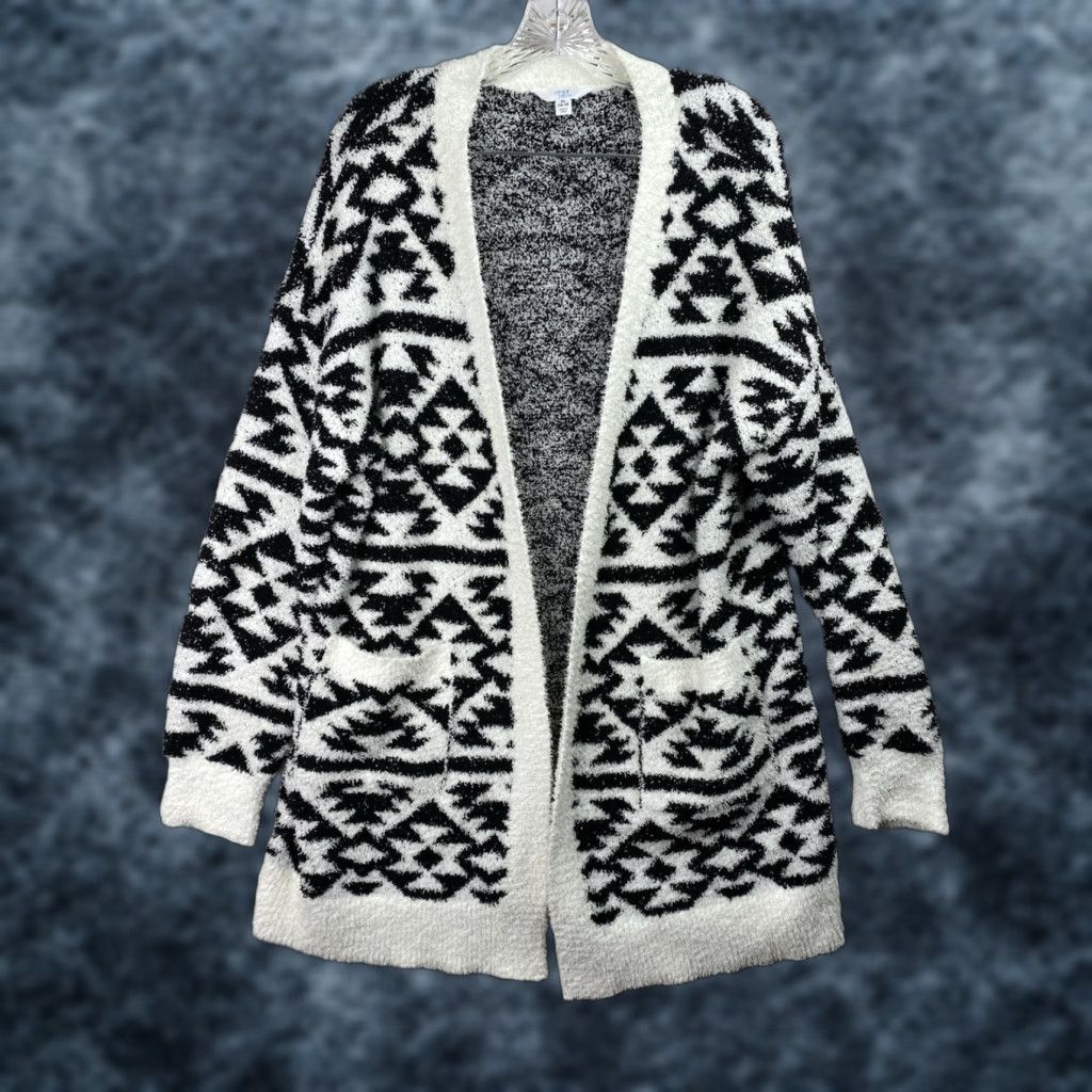 Vintage VINTAGE? No — Time And Tru Open Front Cardigan Sweater Womens XL 16-18 Black White Pockets Size XL / US 12-14 / IT 48-50 - 1 Thumbnail