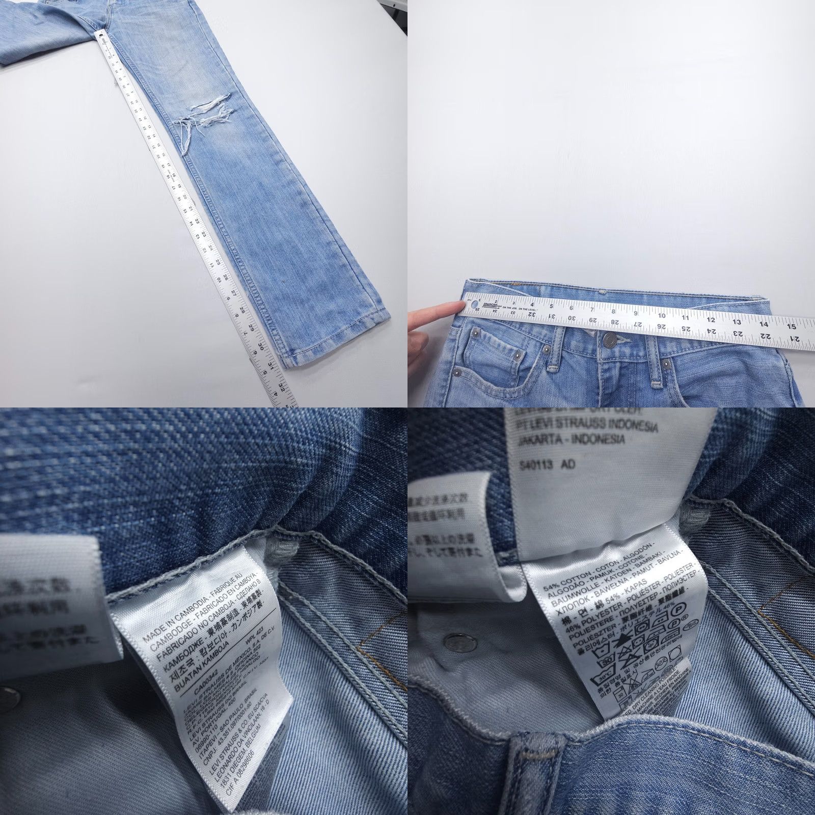 Levi's Levi's 511 Skinny Fit Jeans Mens 28 x 32 Denim Light Blue Distressed 5-Pocket Logo Size US 28 / EU 44 - 8 Thumbnail