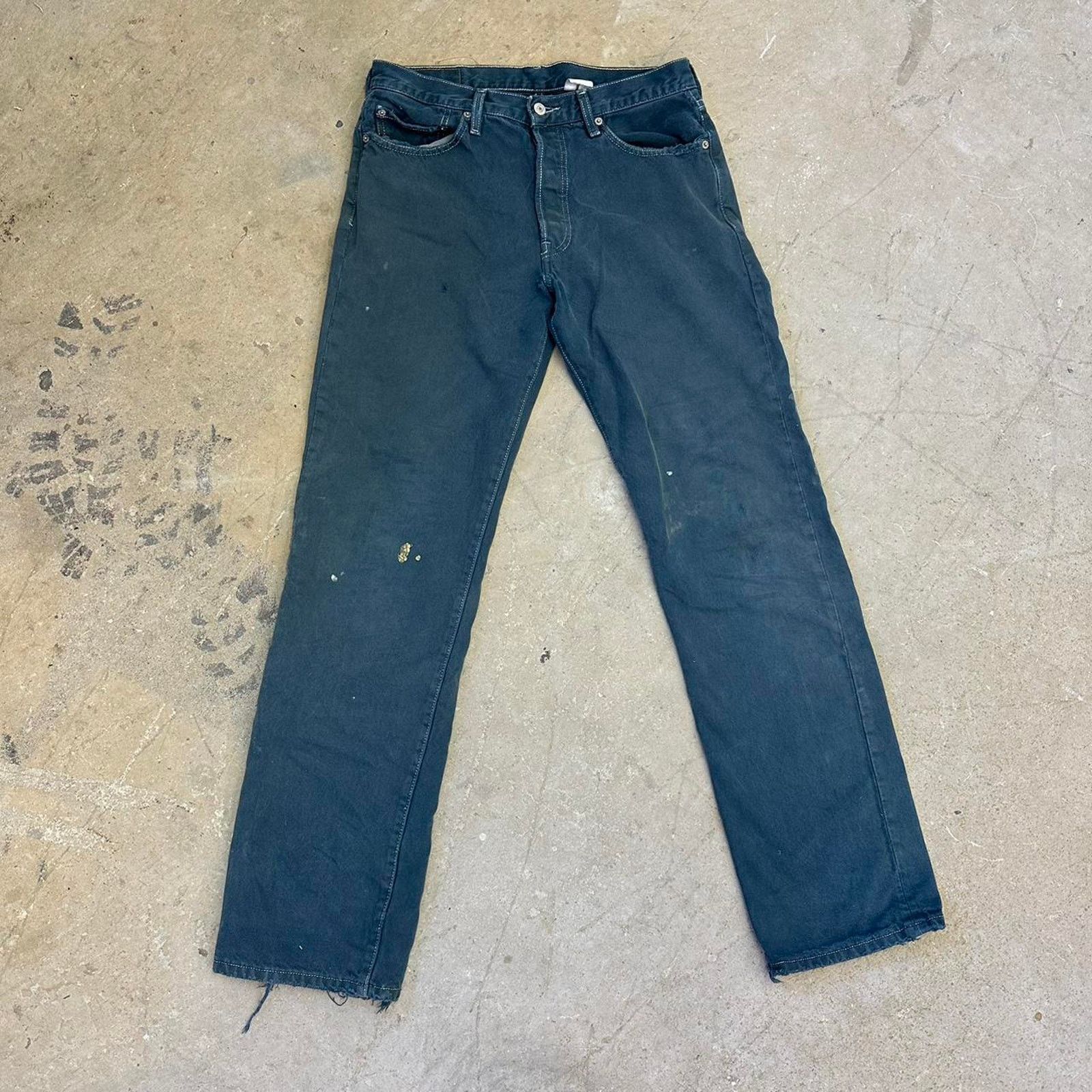 Levi's Levi 33' Jeans Blue Cotton Distressed Straight Leg Denim Size US 33 - 1 Thumbnail