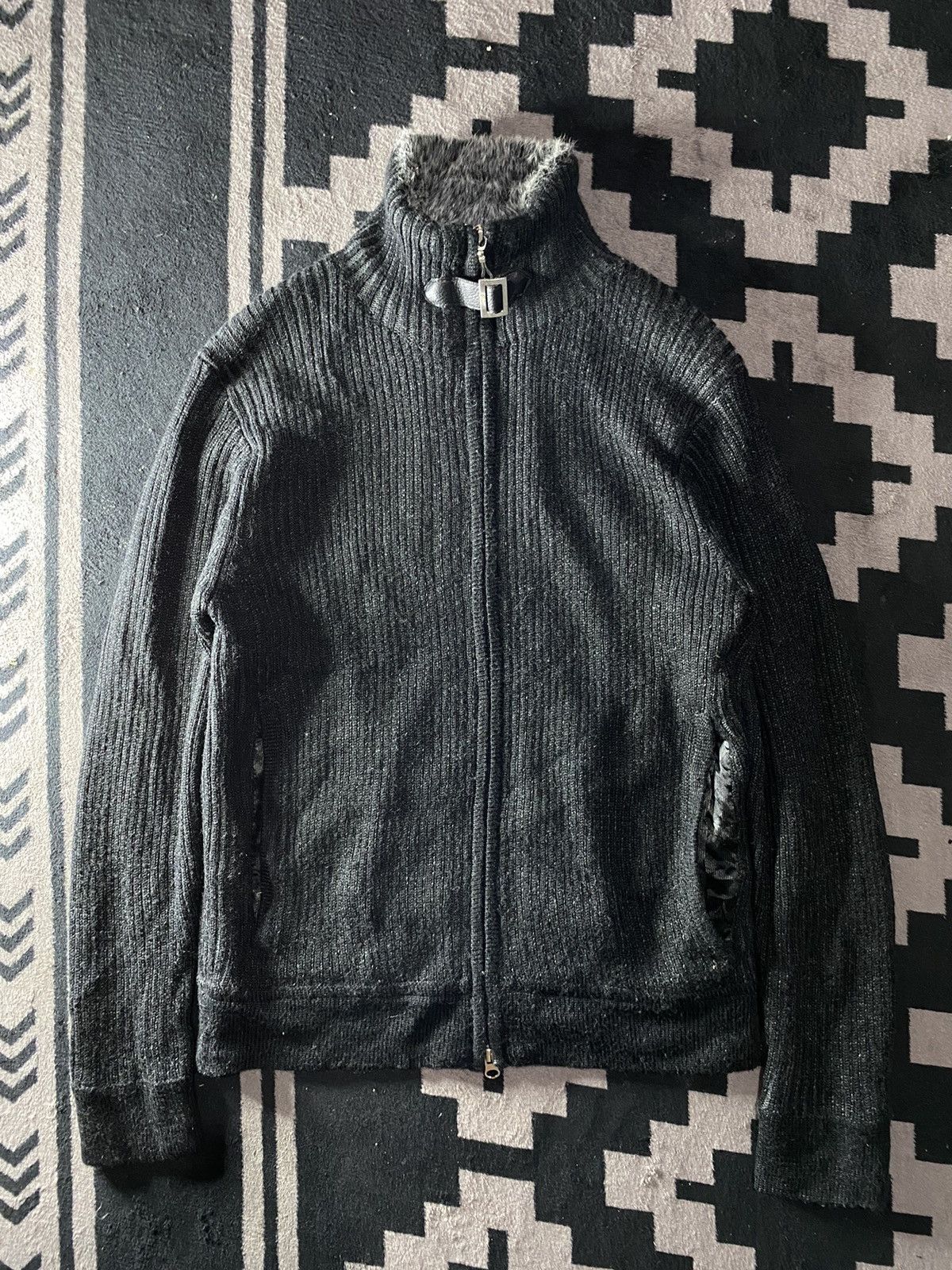 Le Grande Bleu (L.G.B.) Japanese Male & co faux fur knit tartan jacket Size US M / EU 48-50 / 2 - 1 Thumbnail