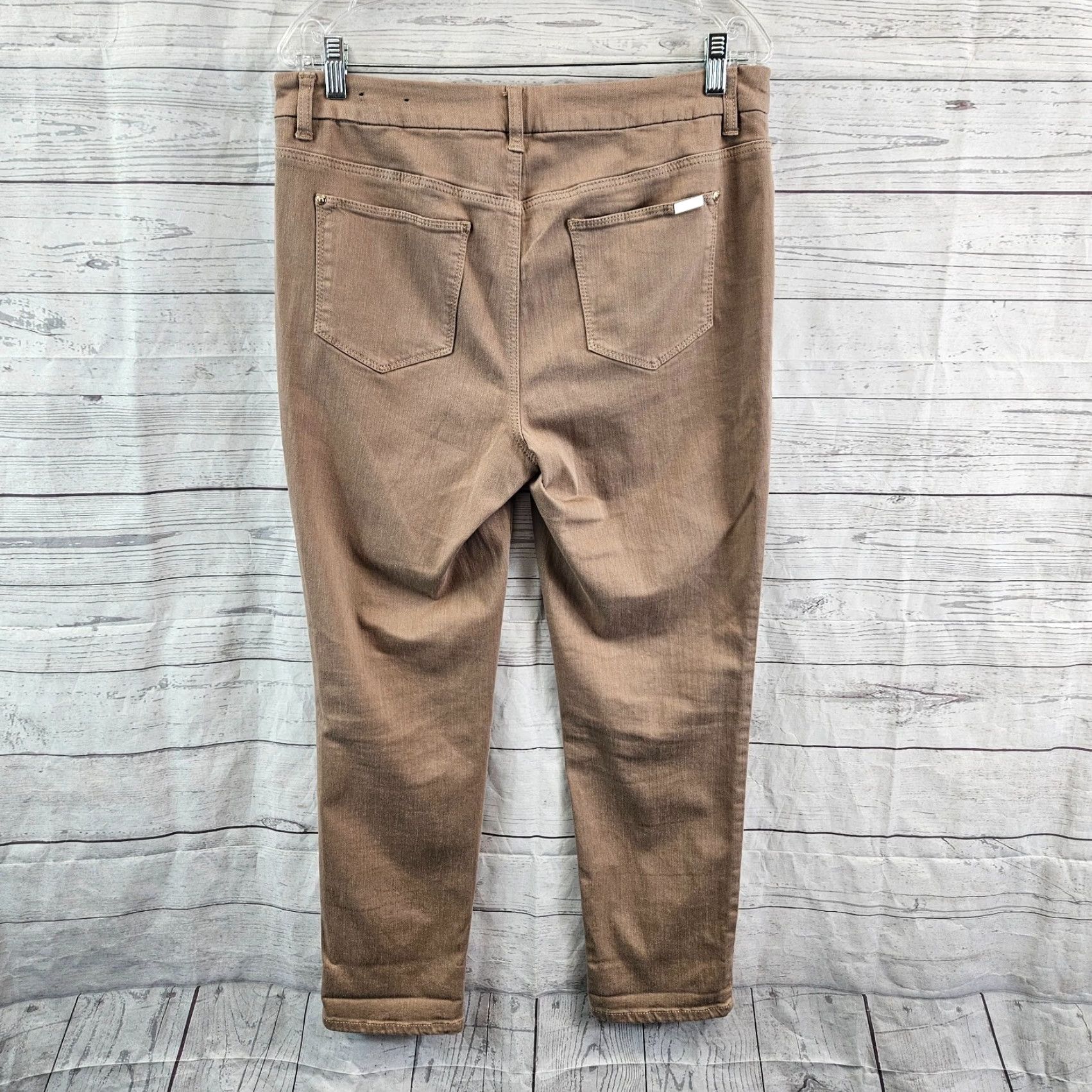 Vintage Chico's Womens So Slimming Girlfriend Ankle Jeans Sz 8 Tan Mid Rise Cotton Blend Jeans Womens 8 Brown Ankle Slimming (Chico's) Size 30" / US 8 / IT 44 - 3 Thumbnail