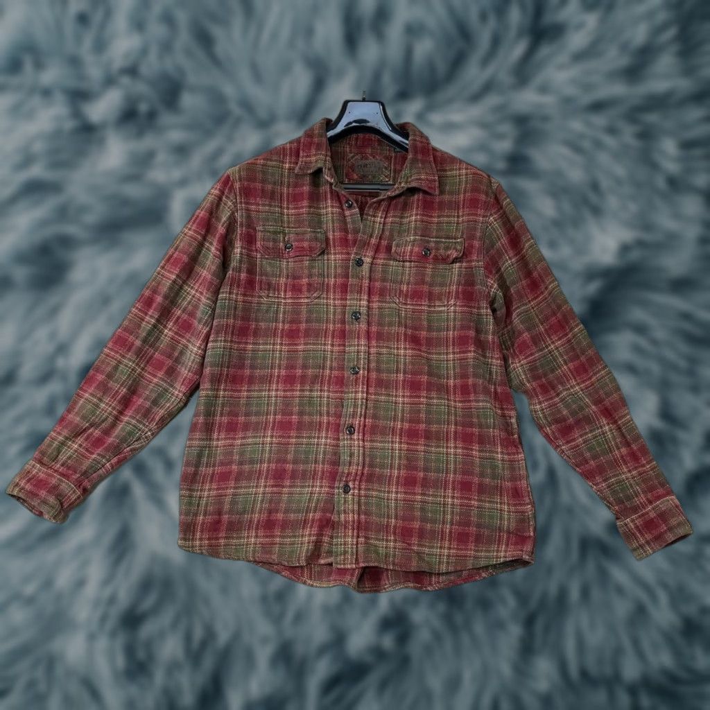 Orvis VINTAGE Orvis Mens Large Heavy Flannel Button-Up Plaid Red Camp Outdoors Shirt Size US L / EU 52-54 / 3 - 1 Thumbnail