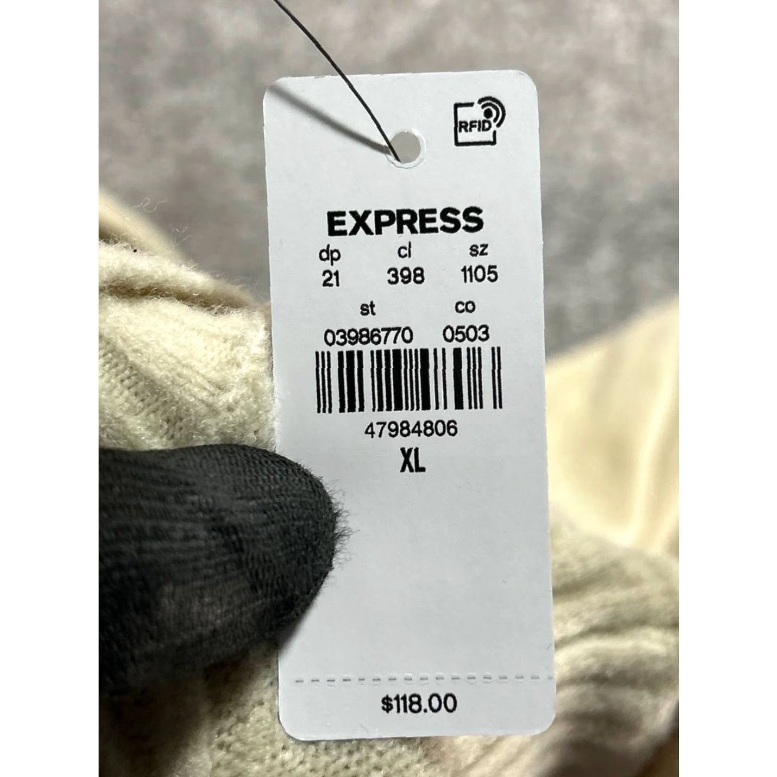 Express Express Sweater Men XL Beige Wool Stretch Tight Knit Mock Neck Raglan Sleeve Pullover Casual Size US XL / EU 56 / 4 - 5 Thumbnail