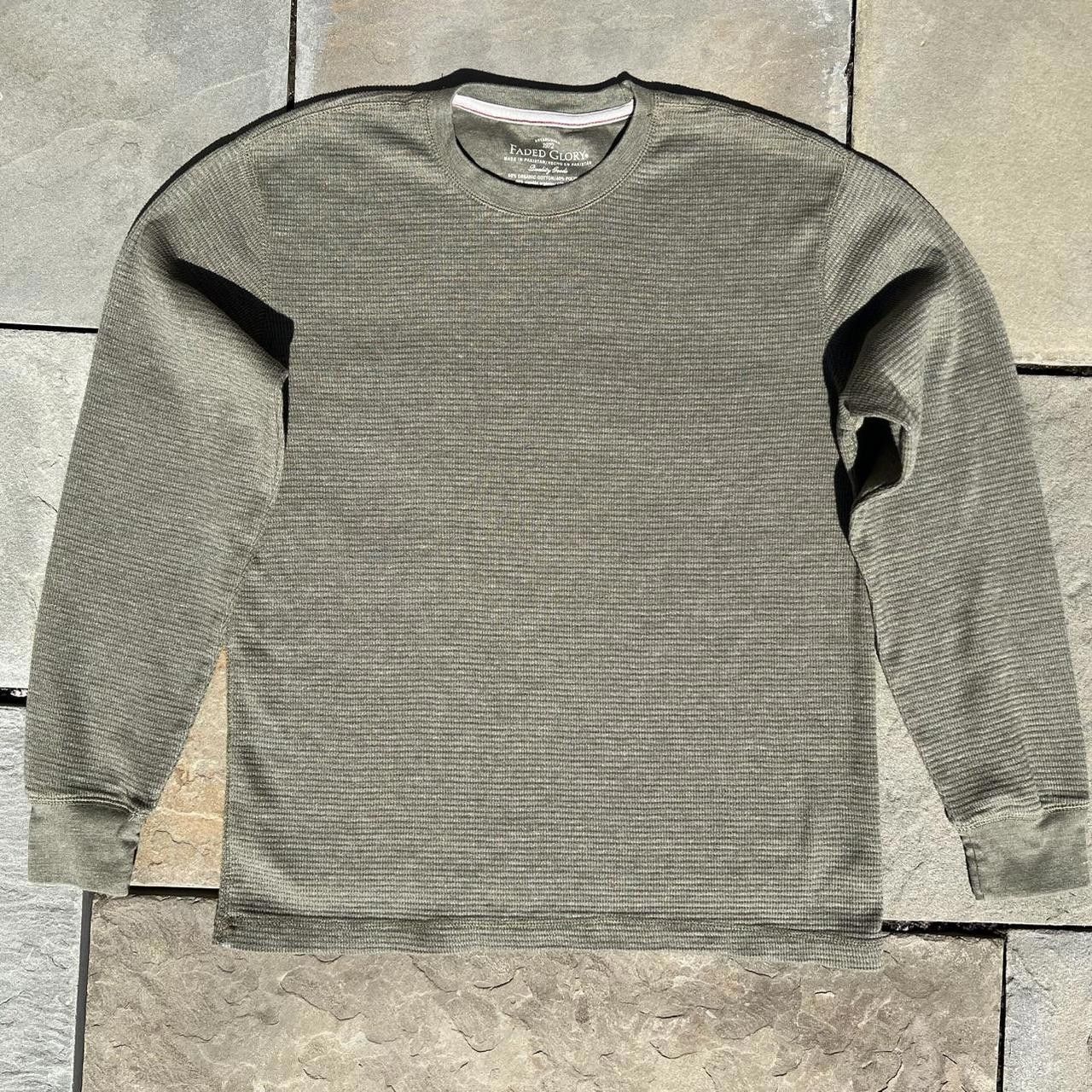 Faded Glory Pale Olive Heather Waffle Knit Thermal Size US L / EU 52-54 / 3 - 1 Thumbnail
