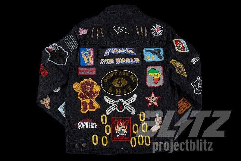 Supreme SS18 SUPREME PATCHES DENIM TRUCKER JACKET BLACK M Size US M / EU 48-50 / 2 - 4 Thumbnail