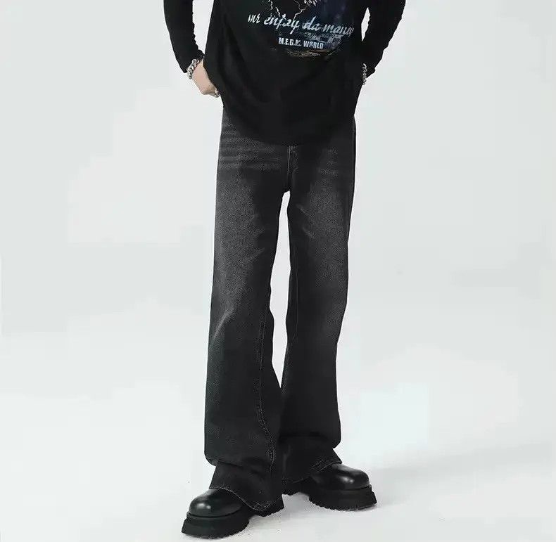 Japanese Brand Vintage washed worn black ripped micro flare jeans y2k Size US 32 / EU 48 - 1 Thumbnail