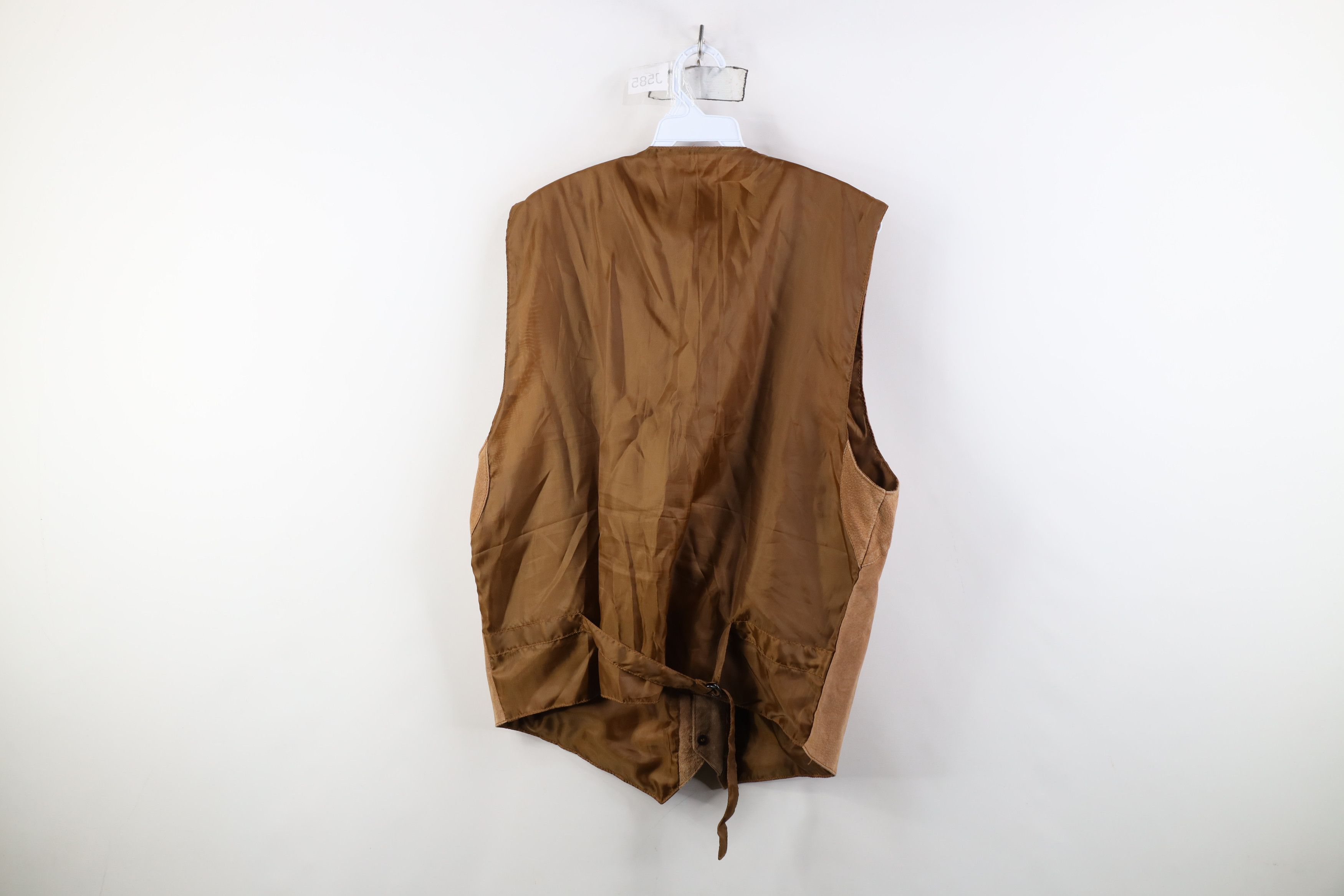 Vintage Vintage 90s Streetwear Back Suede Leather Vest Jacket Brown Size US XL / EU 56 / 4 - 12 Thumbnail