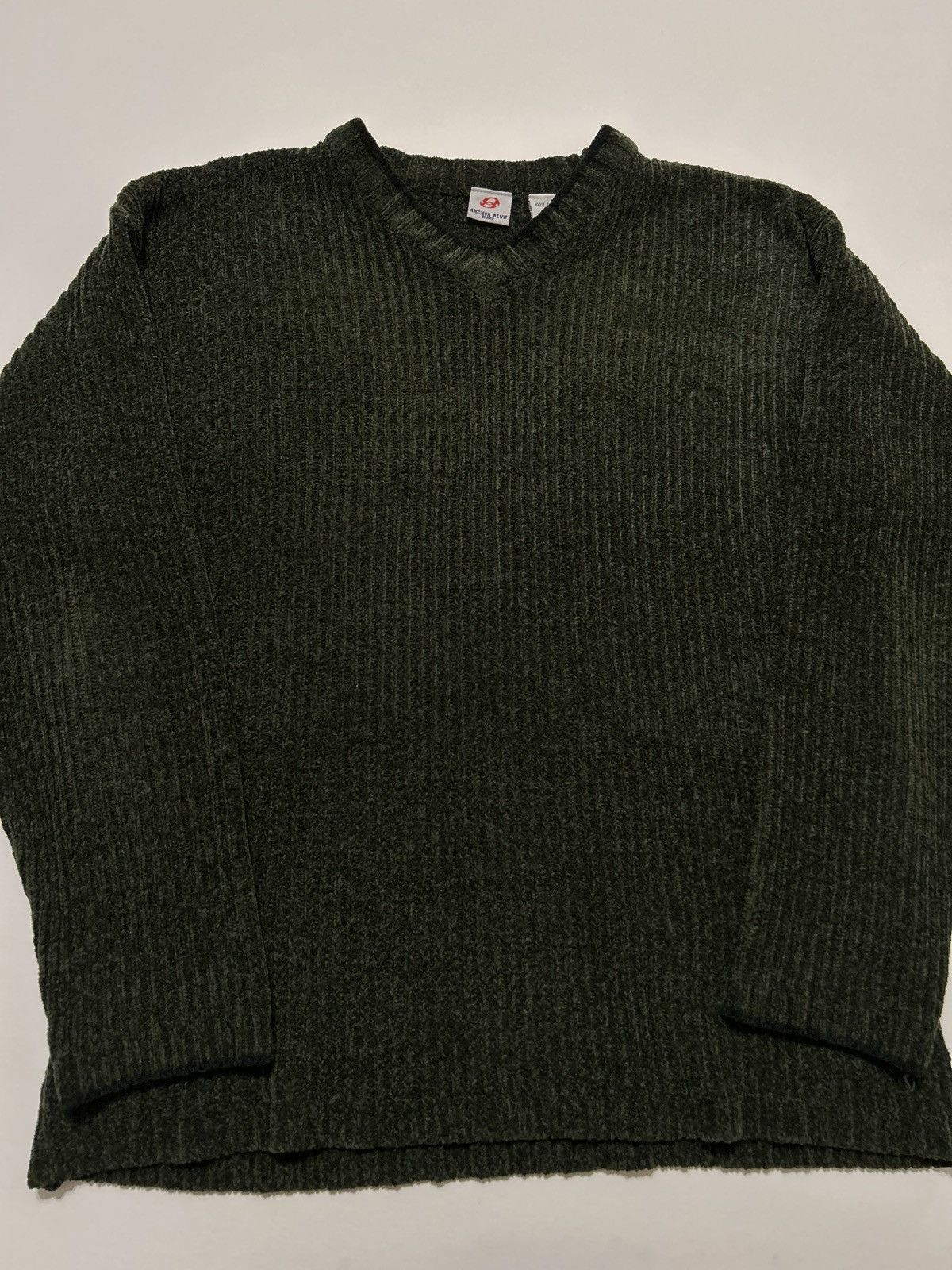 Anchor Blue VTG Anchor Blue Ribbed V-Neck Chenille Sweater Dark Green Size US L / EU 52-54 / 3 - 1 Thumbnail