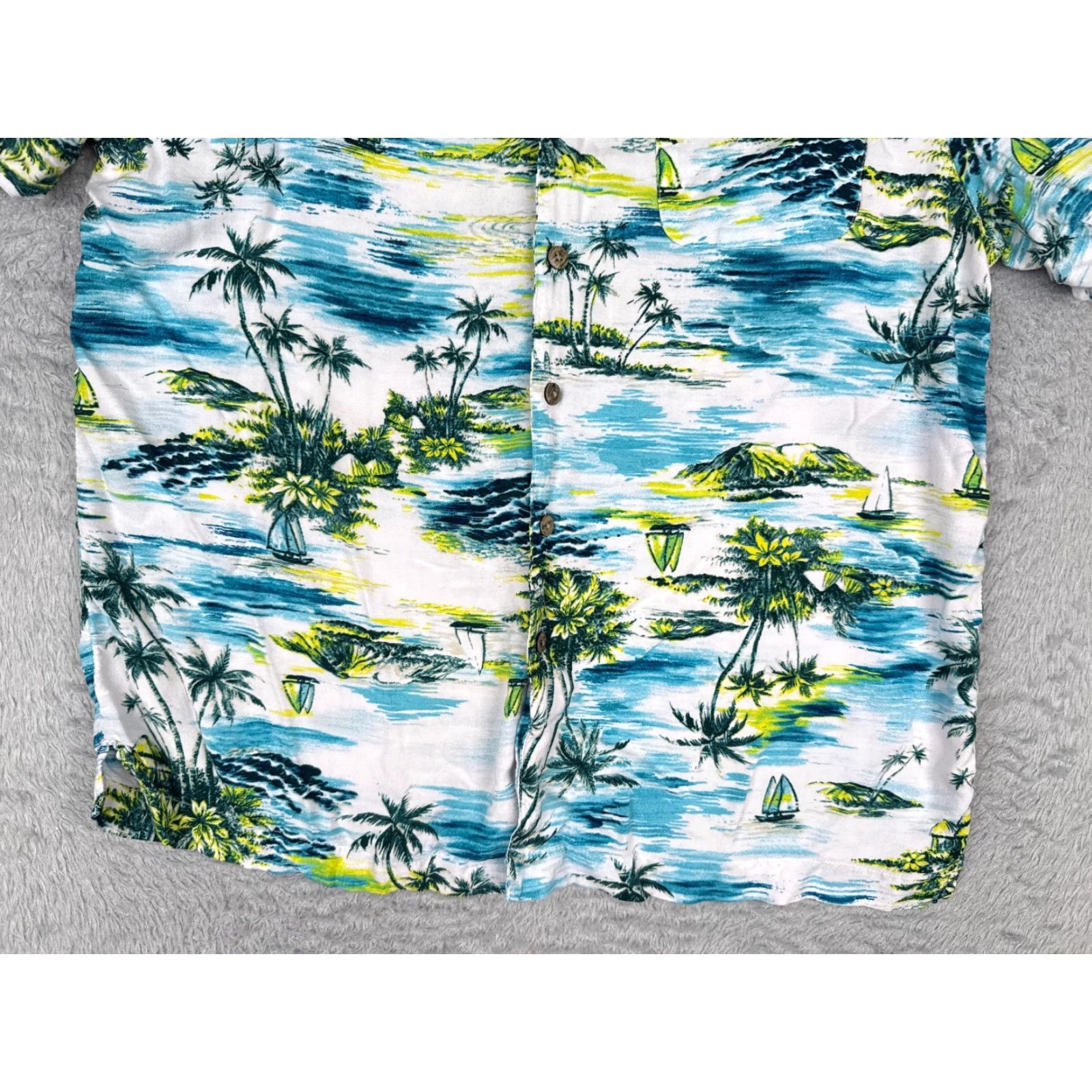 George George Shirt Adult Large White Floral Hawaiian Button Up Rayon Mens Size US L / EU 52-54 / 3 - 5 Thumbnail