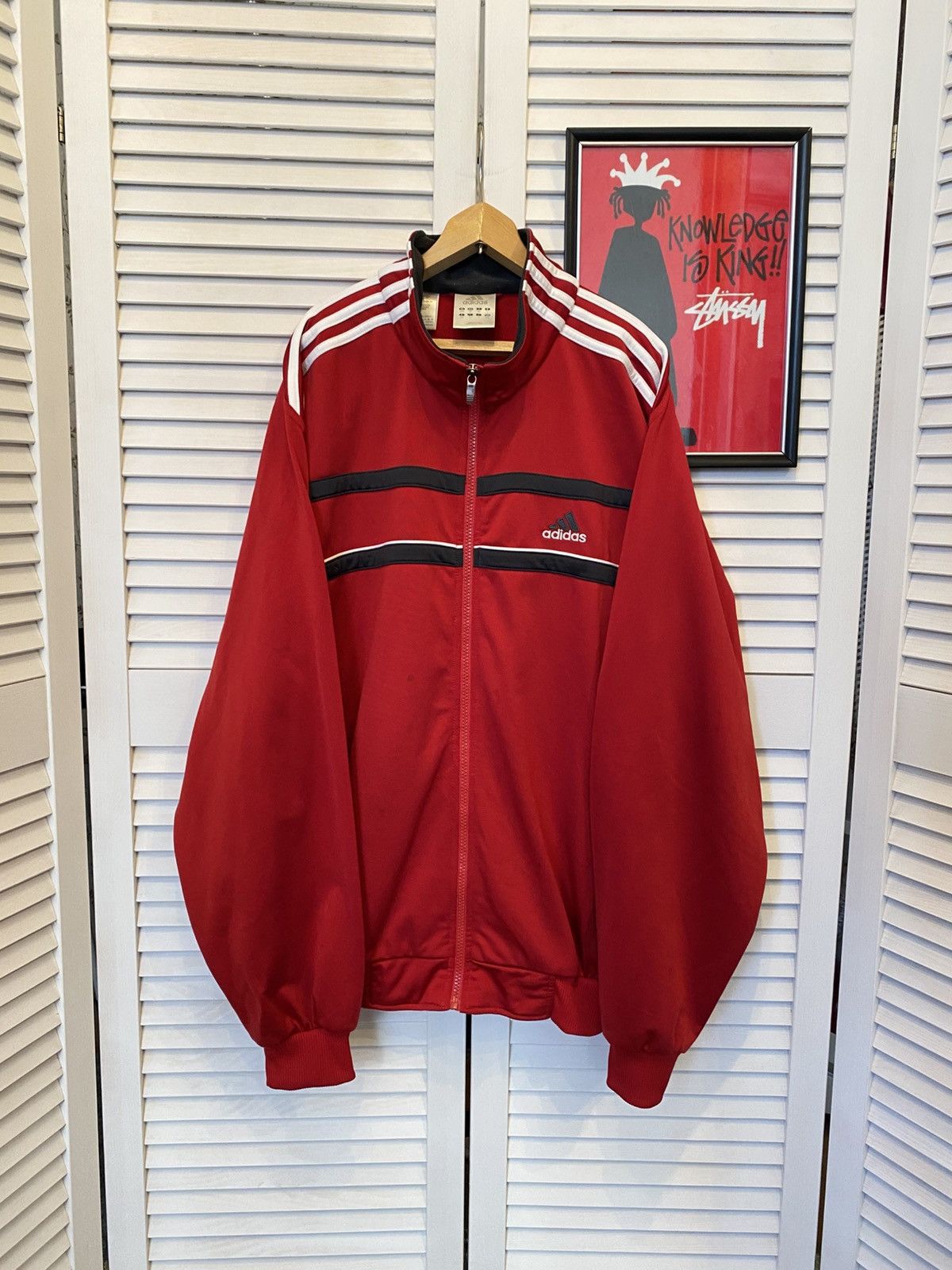 Adidas Vintage Zip Up Sweater Adidas Red Triples Retro Track Zip Size US M / EU 48-50 / 2 - 1 Thumbnail