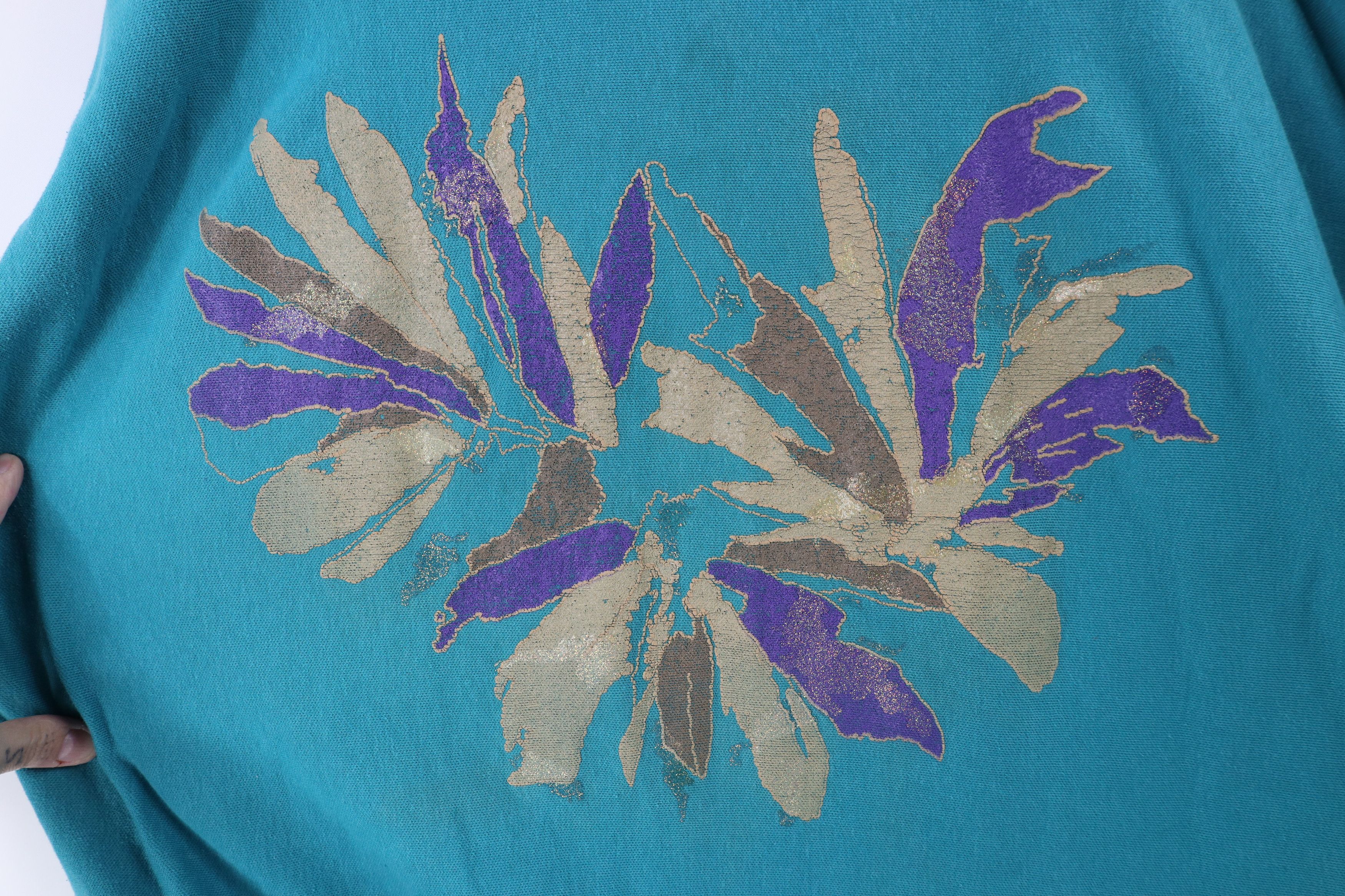 Vintage Vintage 80s 90s Streetwear Sleeve Flower Sweatshirt USA Size ONE SIZE - 4 Thumbnail