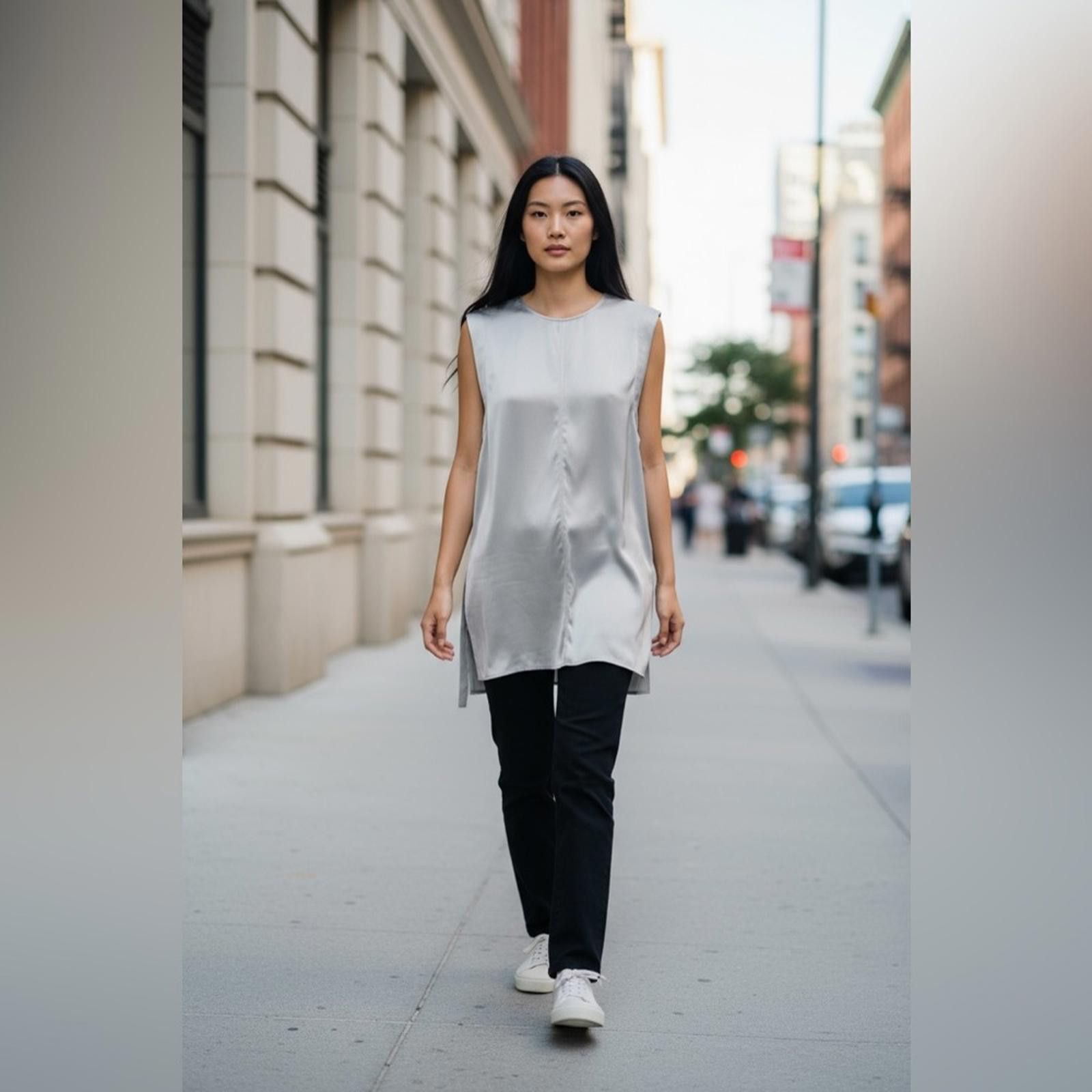 Helmut Lang 🩶 Helmut Lang 100% Silk Sleeveless Top w/ Side Ties Size L / US 10 / IT 46 - 1 Thumbnail