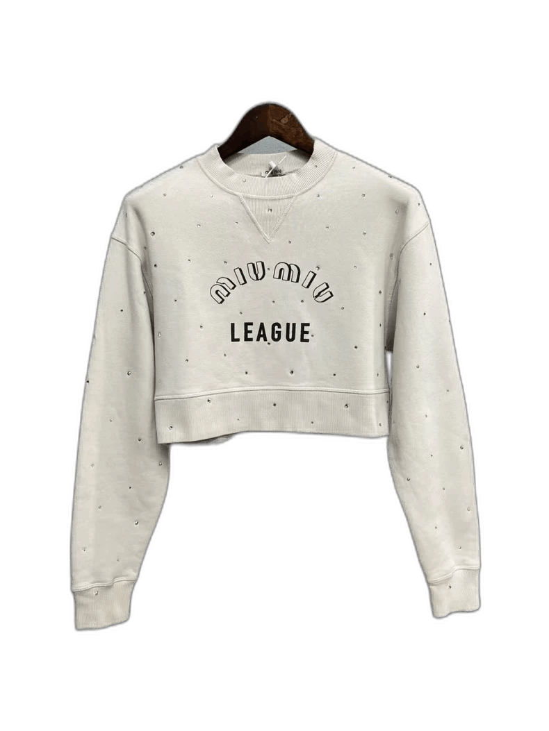 Prada Miu Miu Cropped Full Rhinestone Sweatshirt Size US XS / EU 42 / 0 - 1 Thumbnail