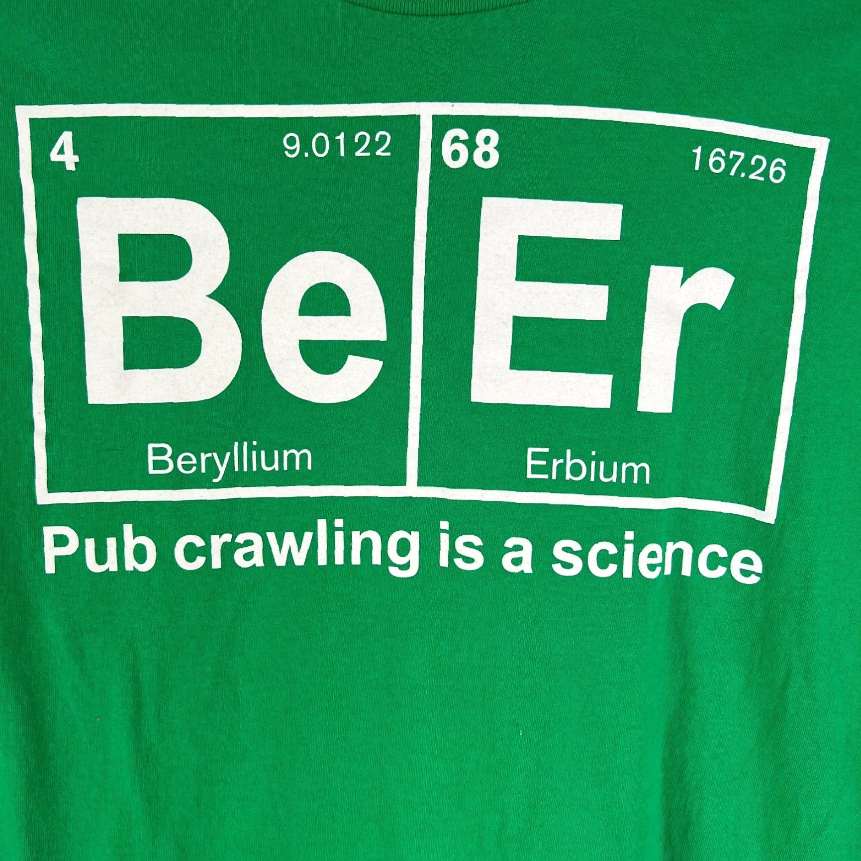 Gildan Gildan T-Shirt Mens Beryllium Erbium Pub Crawling Is A Science Green 3XL Graphic Crew Neck Short Sleeve 100% Cotton Size US XXL / EU 58 / 5 - 2 Thumbnail