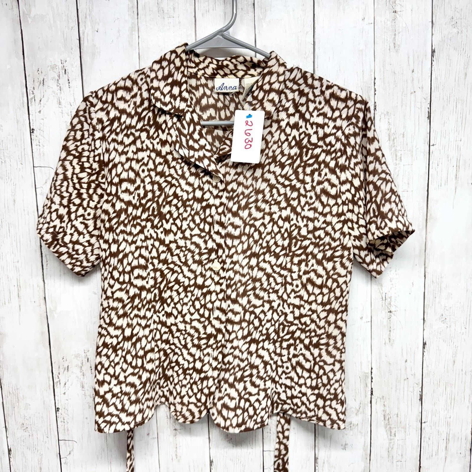 Vintage Vtg Anna Blouse Size Small Animal Button Front Short Sleeve Size S / US 4 / IT 40 - 1 Thumbnail