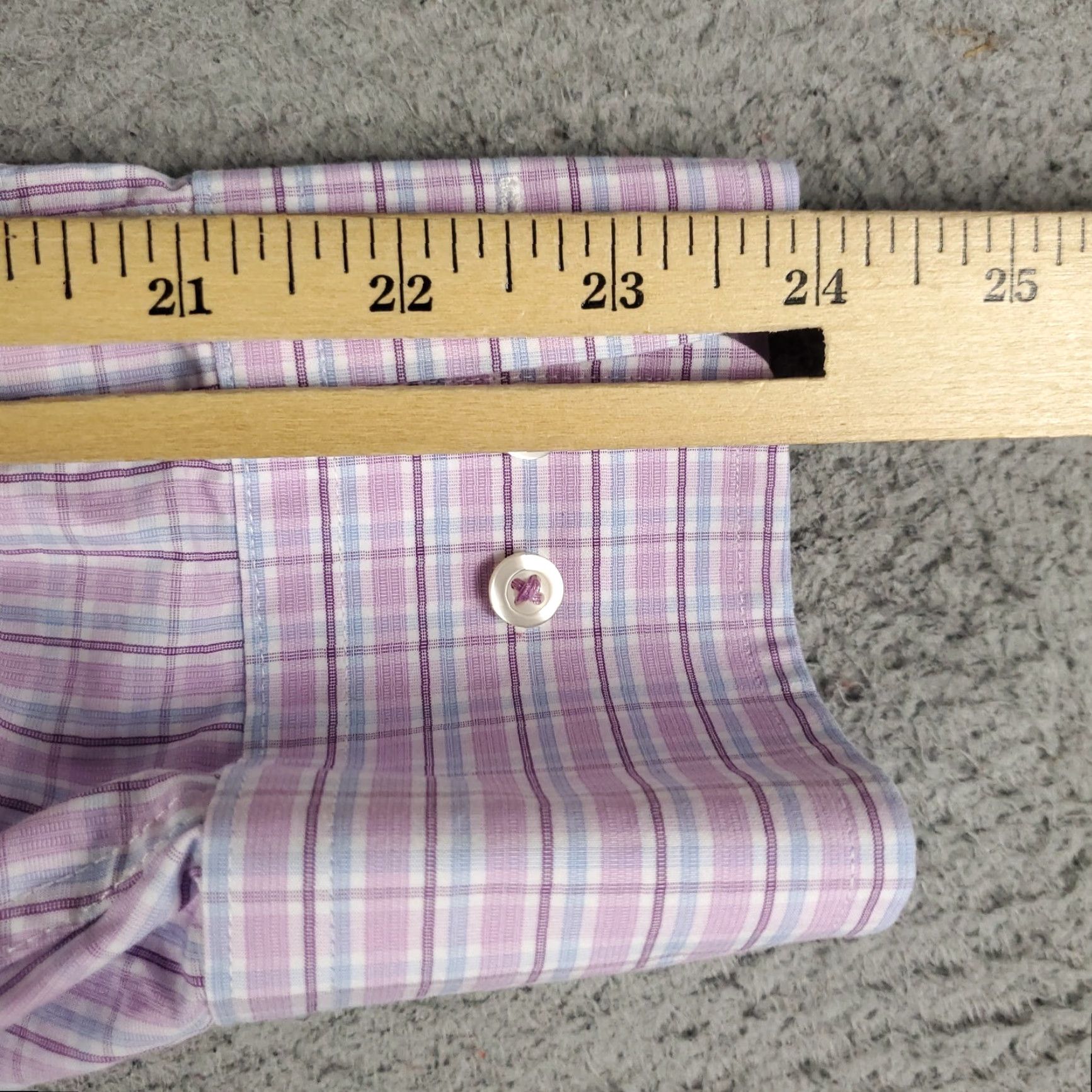 David Donahue David Donahue Dress Shirt Mens Size 18 Purple Blue Plaid Long Sleeve Button-Up Casual Workwear Size 48R - 6 Thumbnail