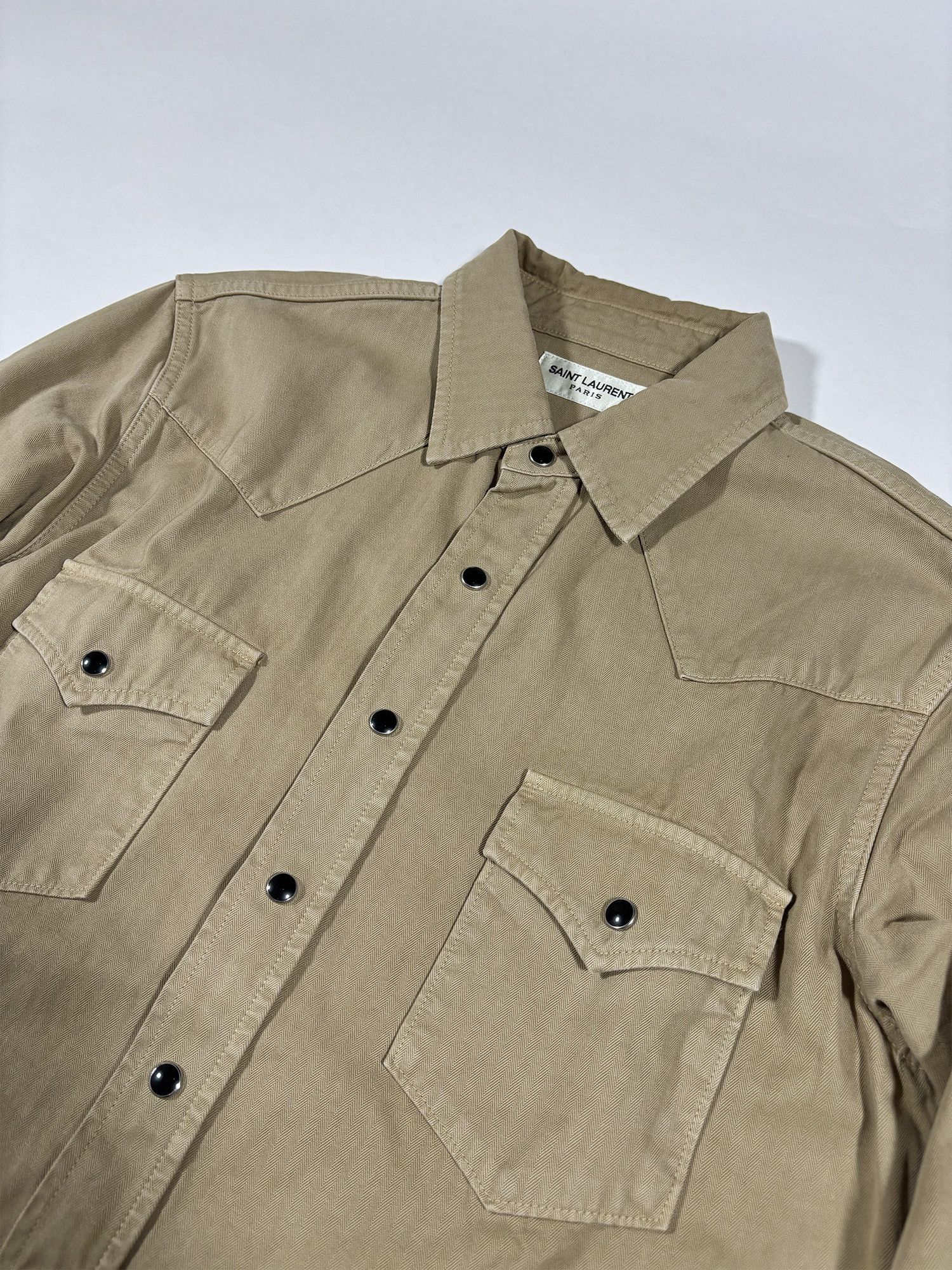 Saint Laurent Paris Saint Laurent Classic Western Shirt Tan Size US M / EU 48-50 / 2 - 4 Thumbnail
