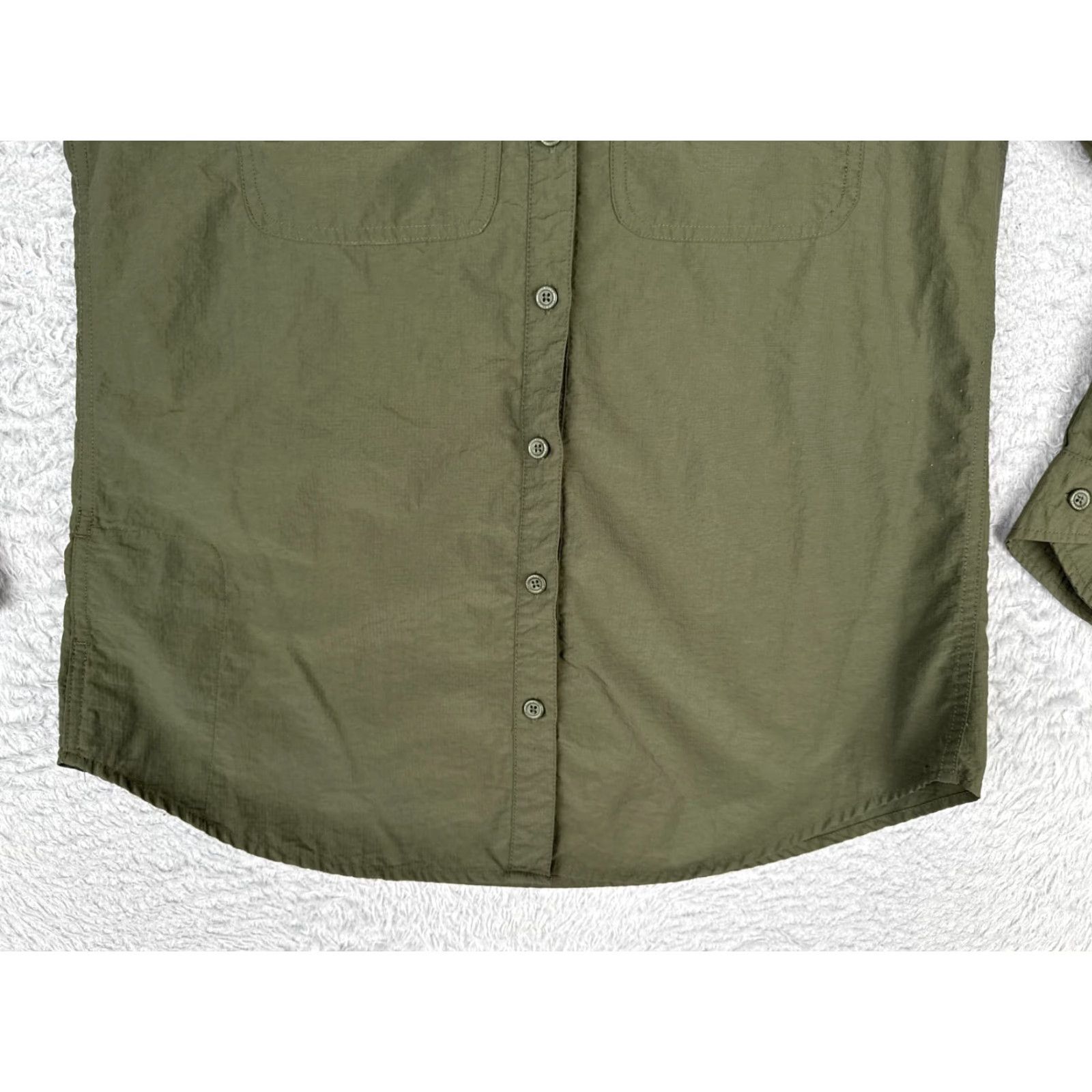 Eddie Bauer Eddie Bauer Shirt Women XS Green Button Up Long Sleeve Casual Knit Cotton Woven Fish Pattern Button-Up - Adult Womens Size XS / US 0-2 / IT 36-38 - 5 Thumbnail