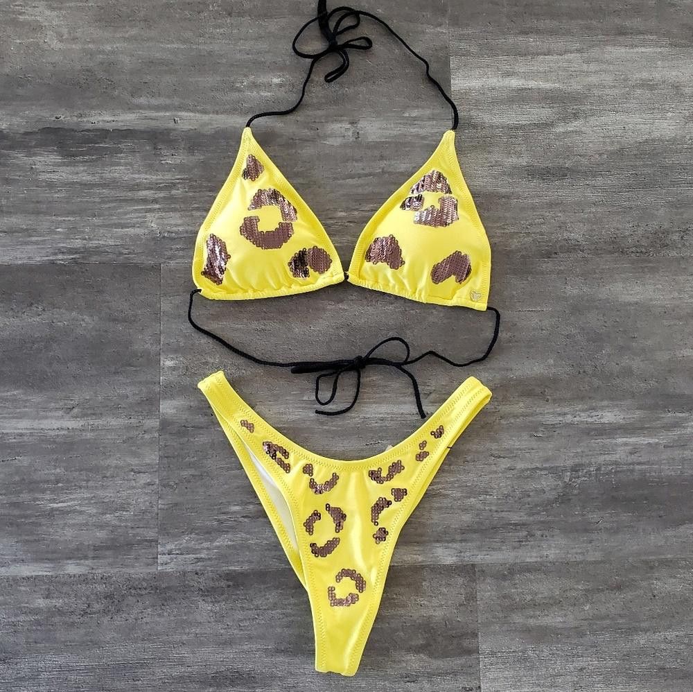 Designer Yellow Black CandyPants Animal Bikini Set Size ONE SIZE - 1 Thumbnail