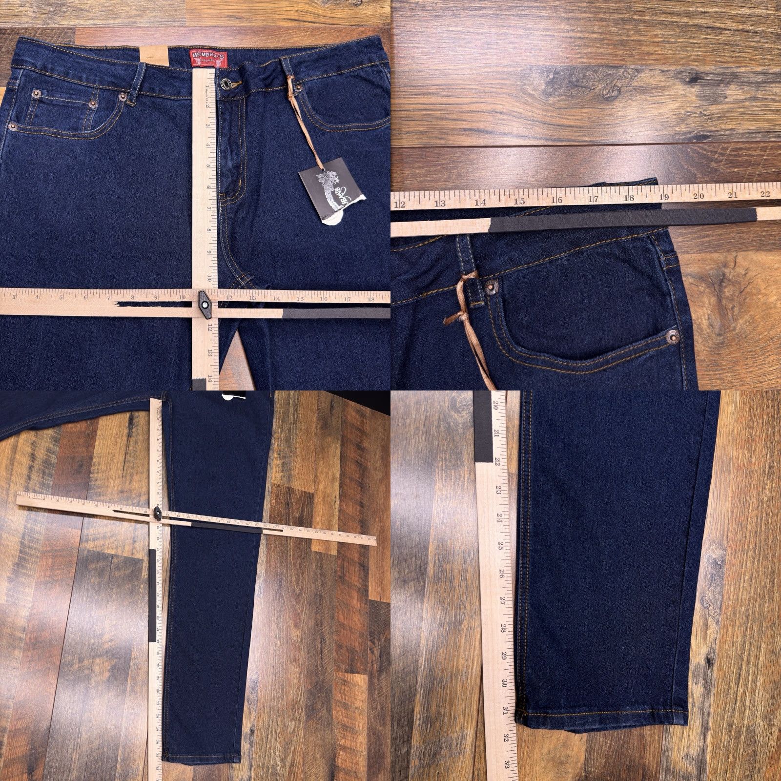 Vintage Members Property Jeans Mens 38x33 Mid Rise Stretch Indigo Denim 5-Pocket Logo Straight Regular Waist 38 Blue Set New Size US 38 / EU 54 - 8 Thumbnail
