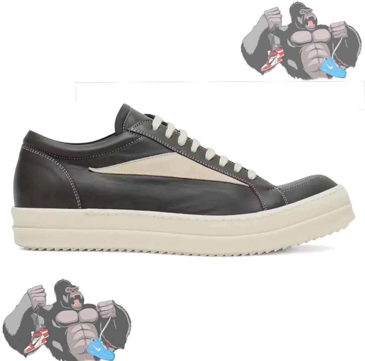 Rick Owens Rick Owens Vintage Sneaks Leather DrkDust/Milk Size US 12 / EU 45 - 1 Thumbnail