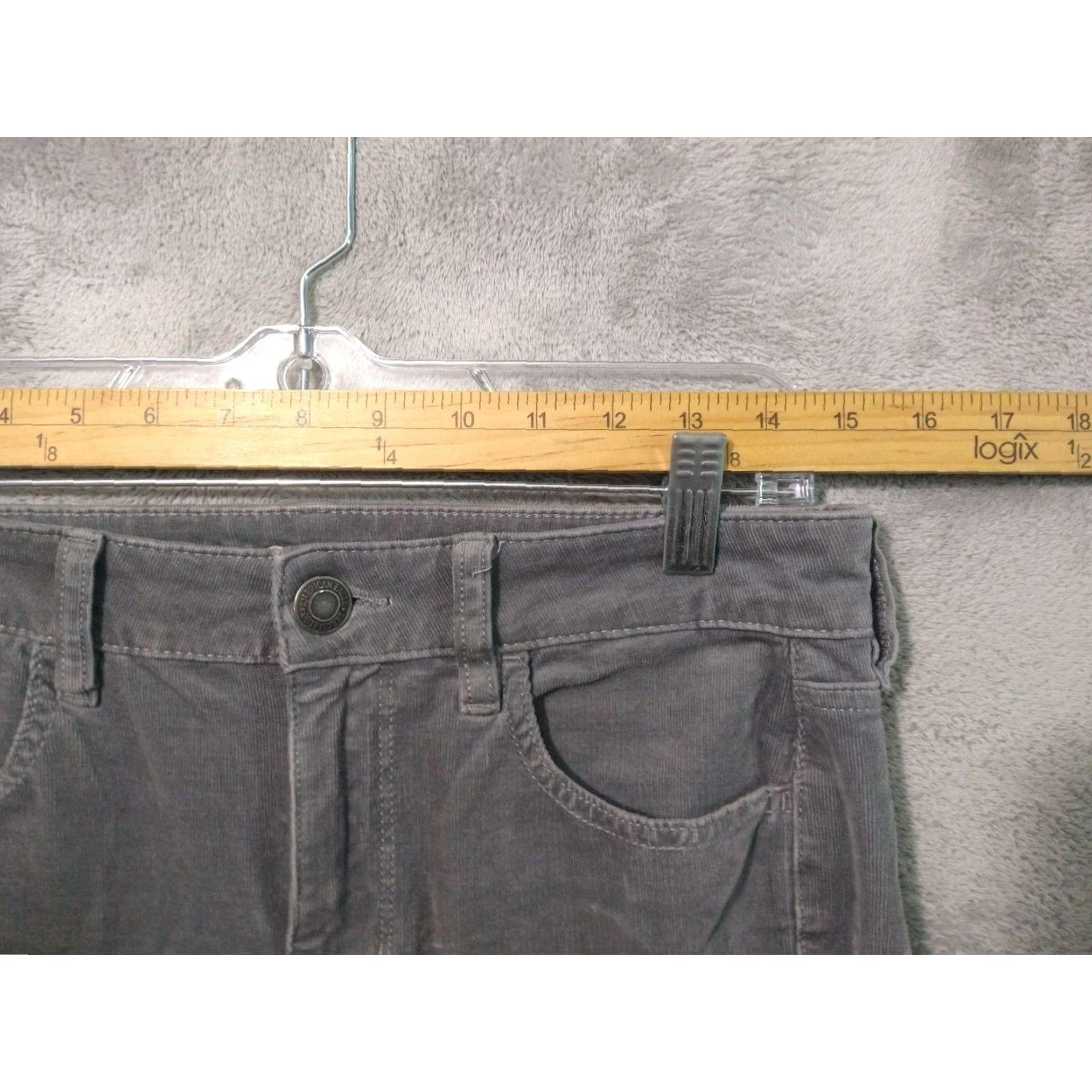 American Eagle Outfitters American Eagle Pants Womens 8 Long Gray Corduroy Jegging Hi Rise Super Stretch Size 30" / US 8 / IT 44 - 3 Thumbnail